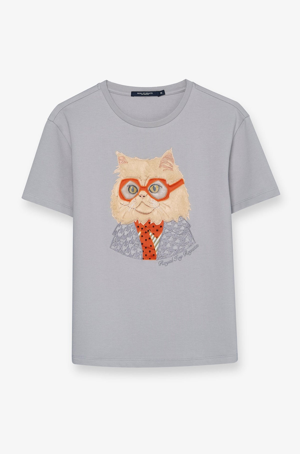 Dapper Cat French Terry T-Shirt Grey