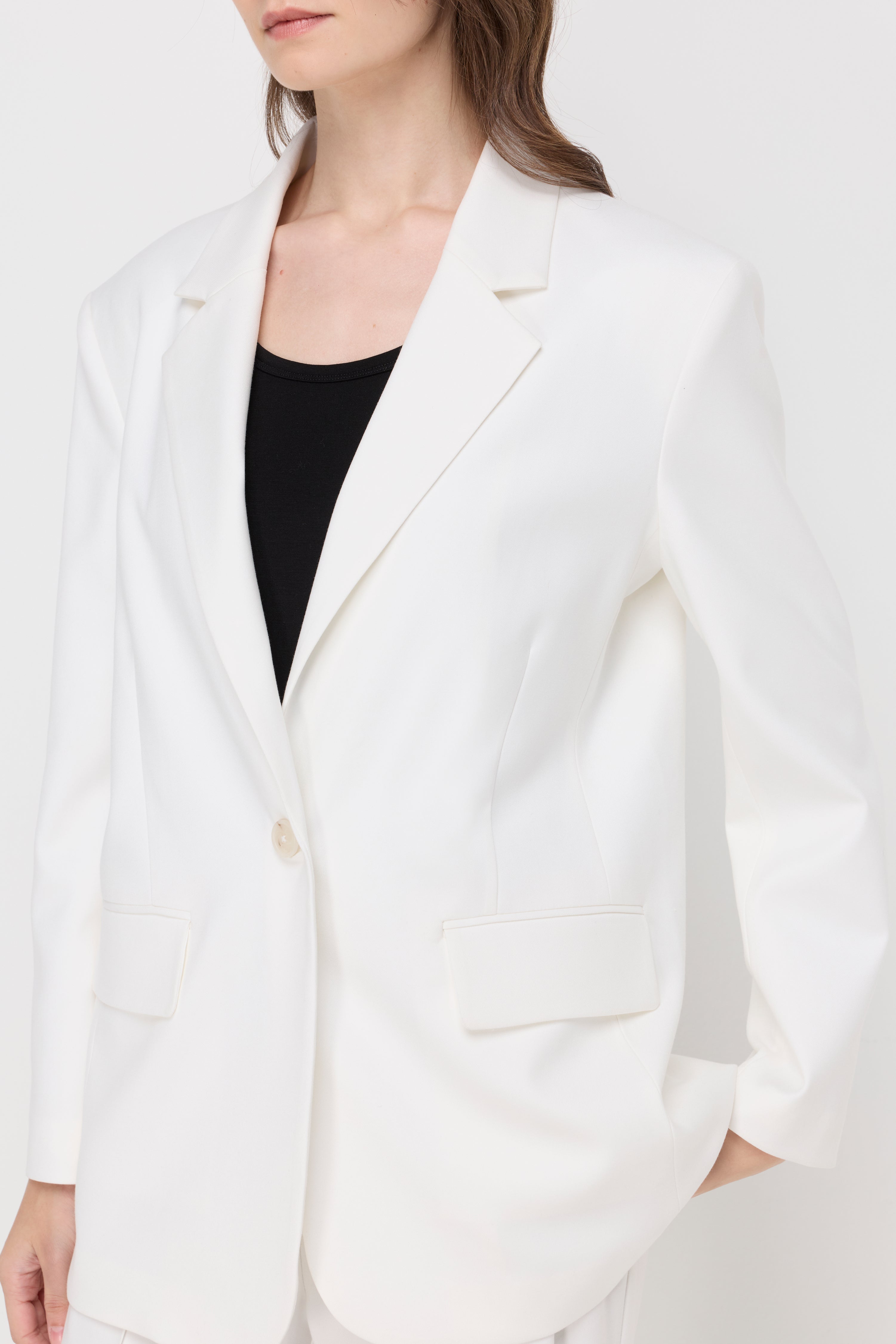 Single Button Tailored Blazer Off-White