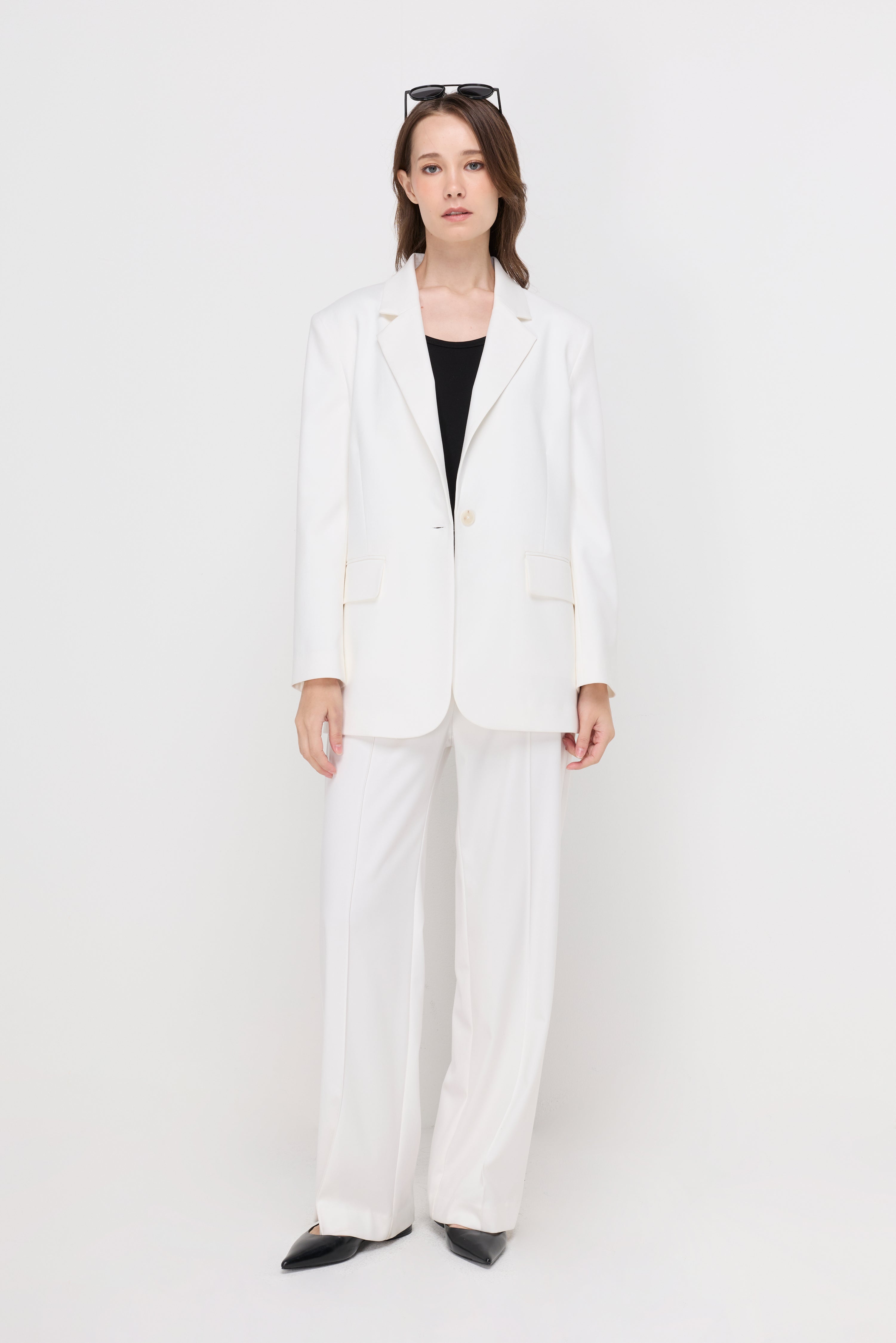 Single Button Tailored Blazer Off-White