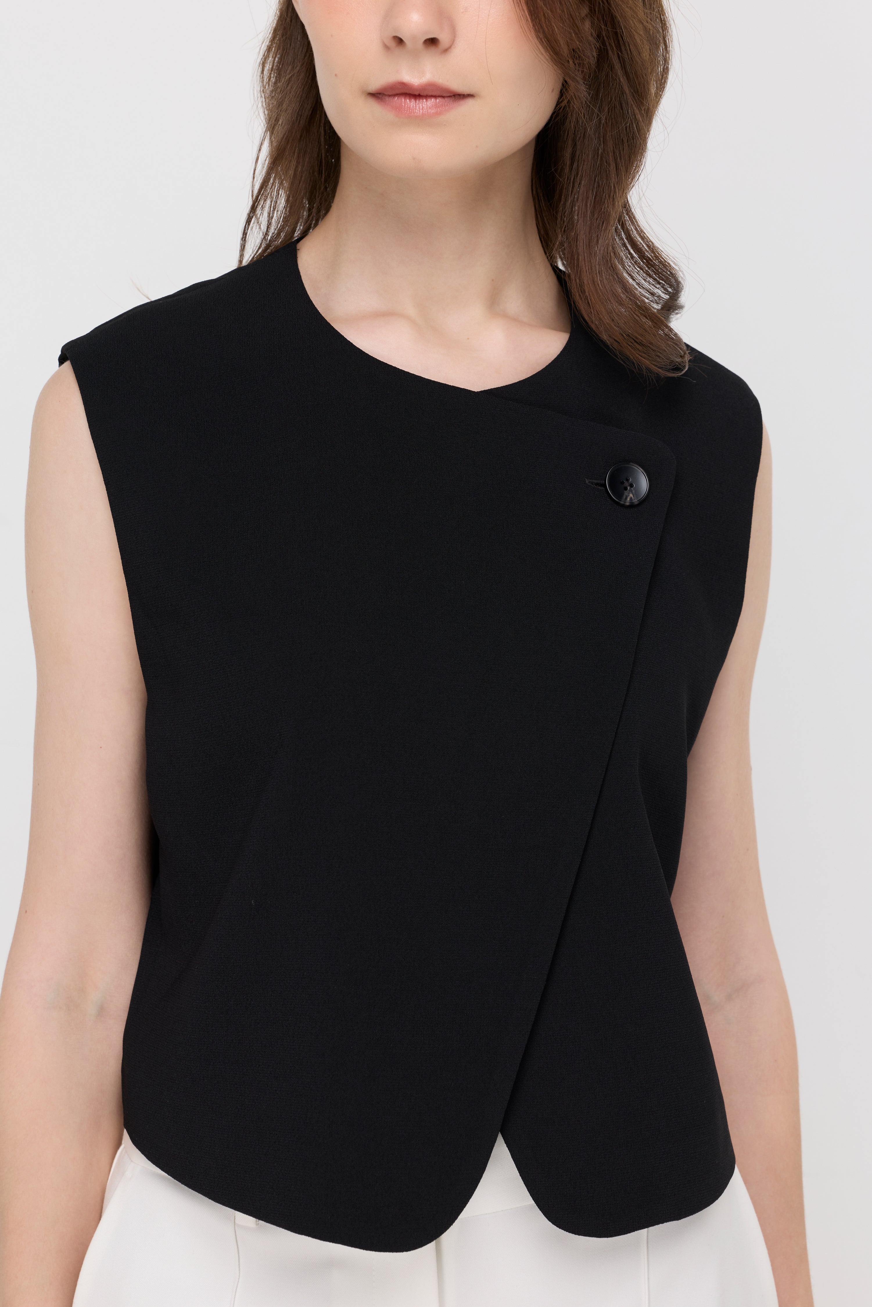 Arden Wrap-Front Vest Black