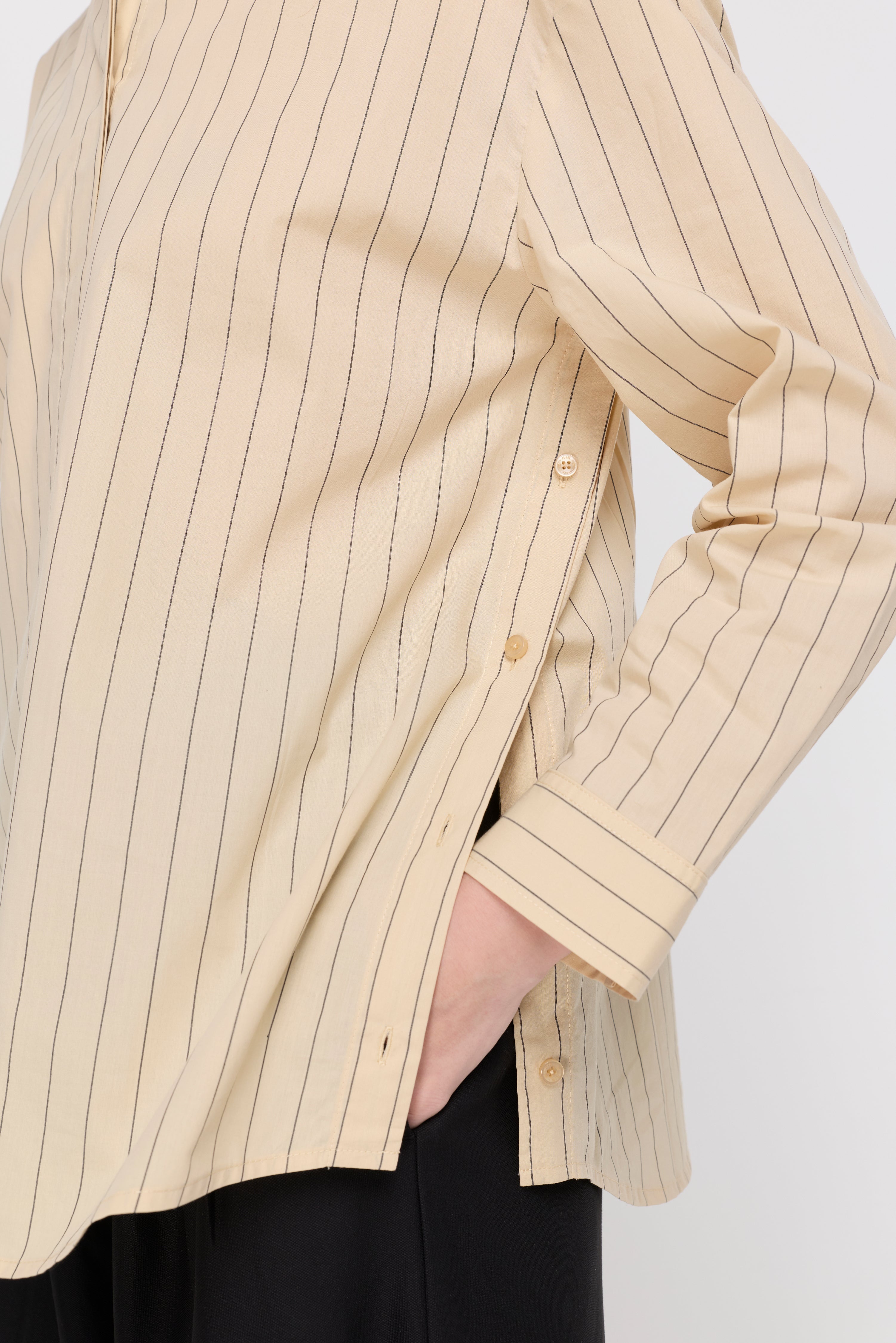 Camille Striped Cotton Shirt Striped Beige