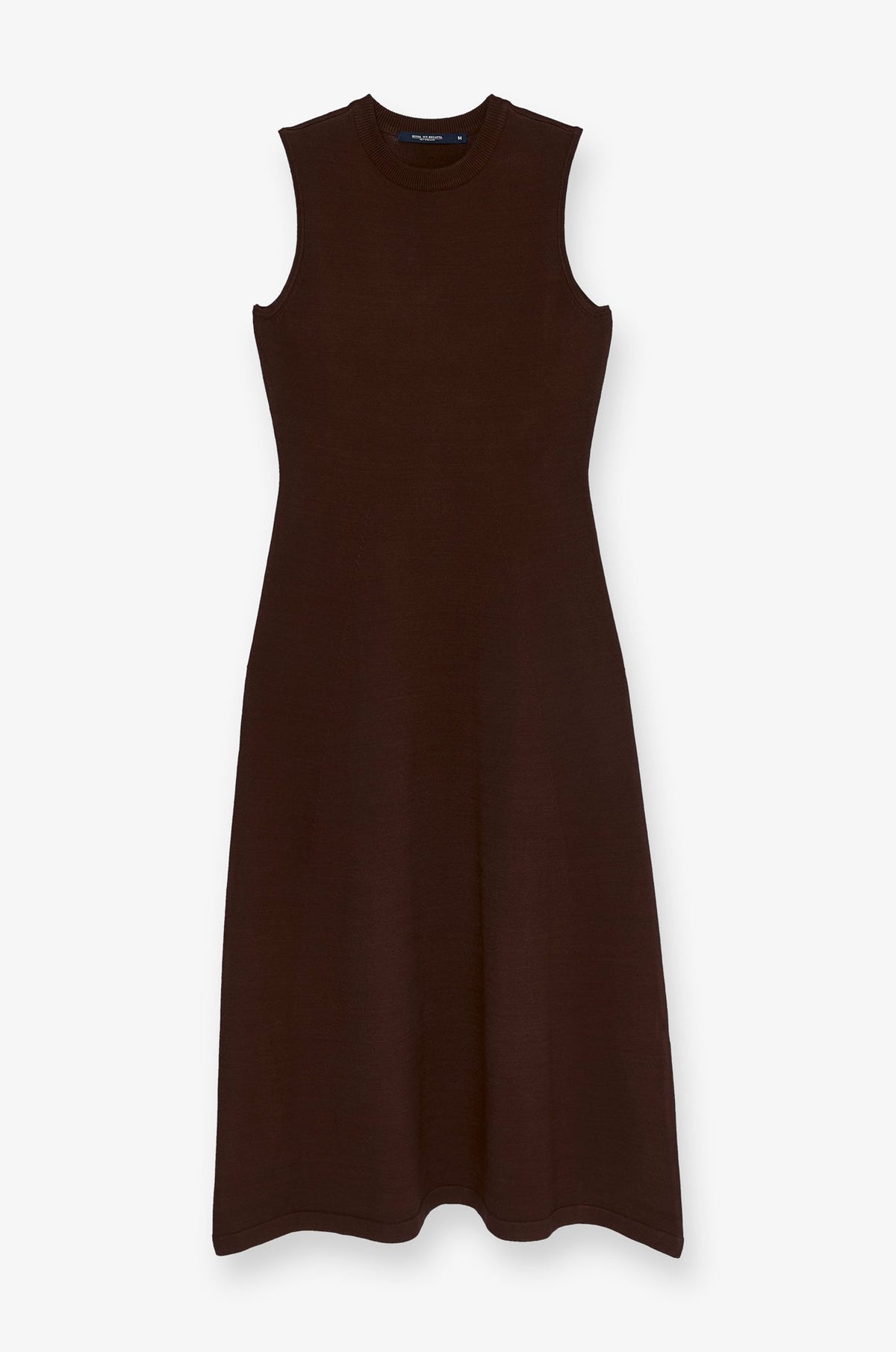 Sleeveless Knit A-Line Midi Dress Dark Brown