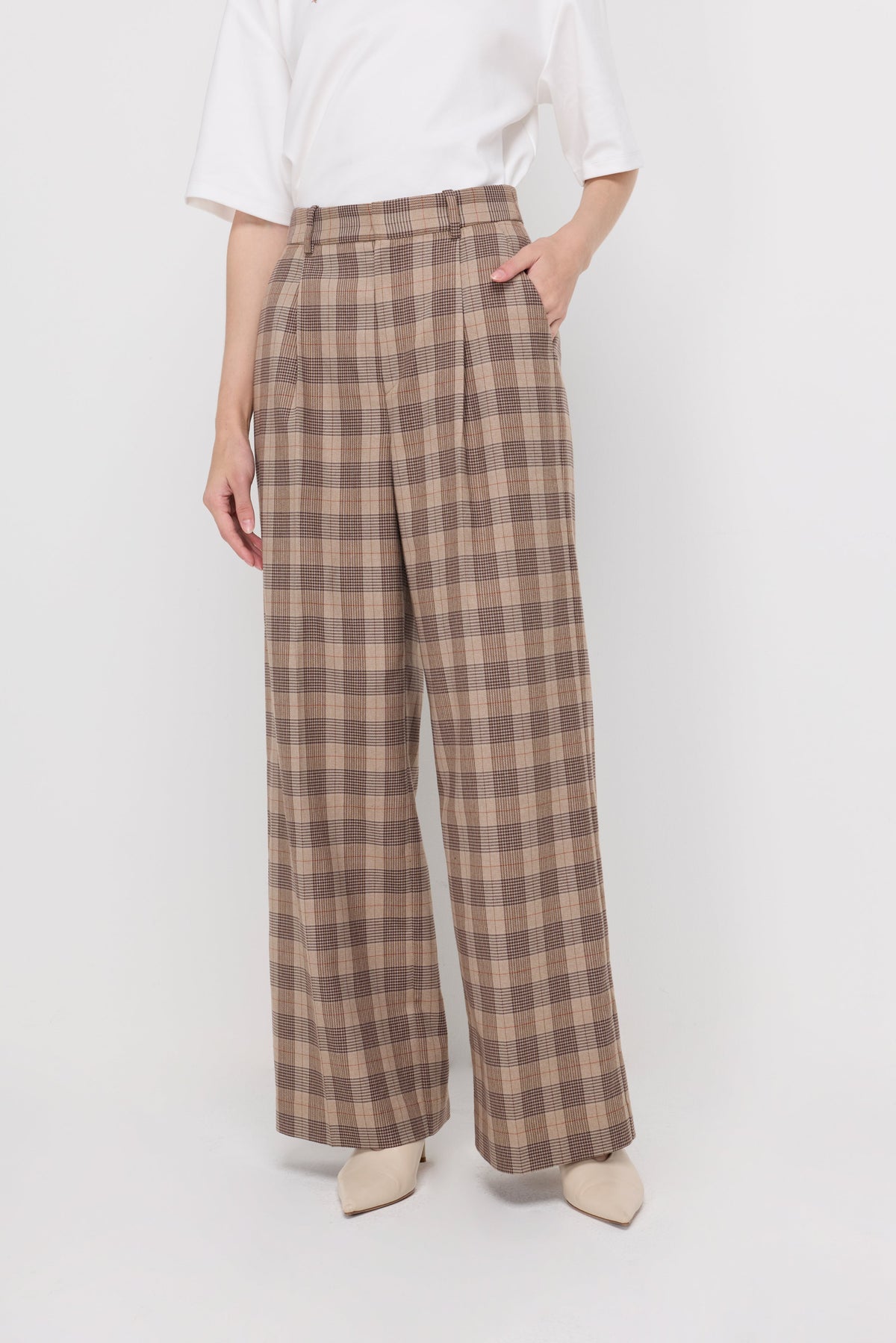 Heritage Check Wide-Leg Trousers Check Brown