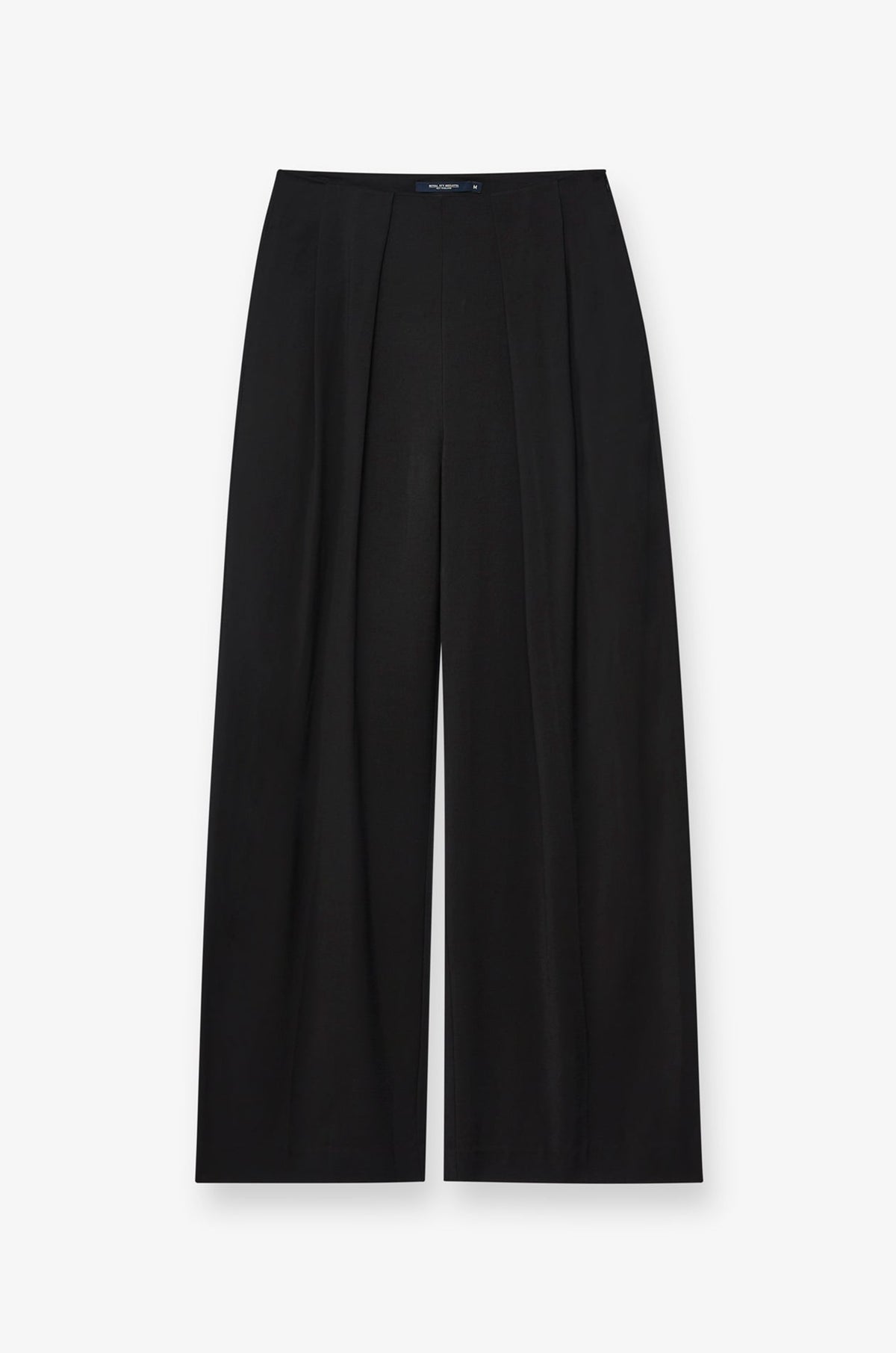 High-Waist Pleated Wide-Leg Trousers Black