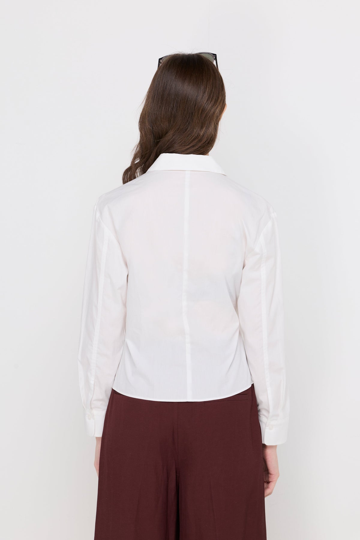 Avery Wrap-Front Tailored Blouse White