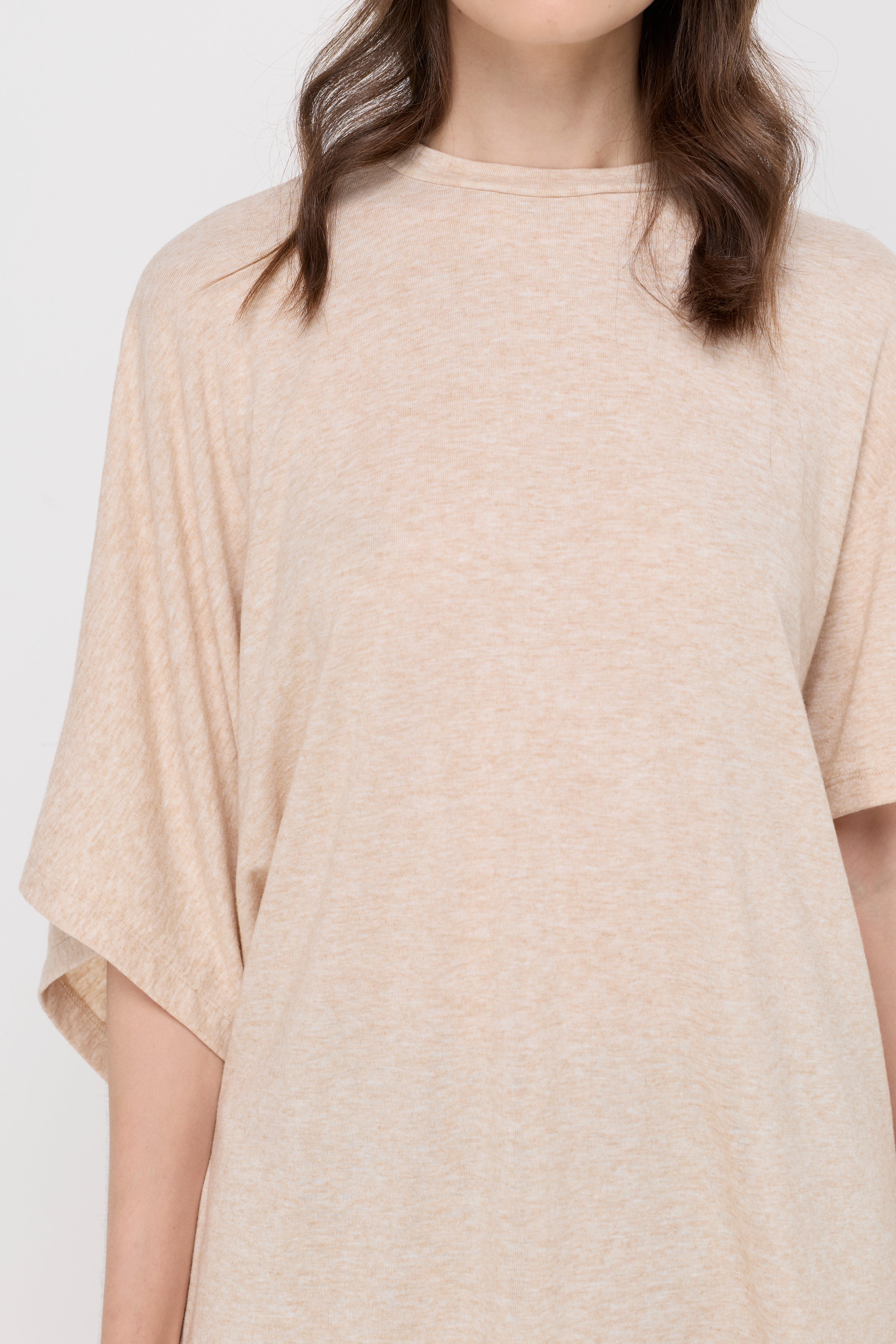 Relaxed Melange Drape Tee Beige