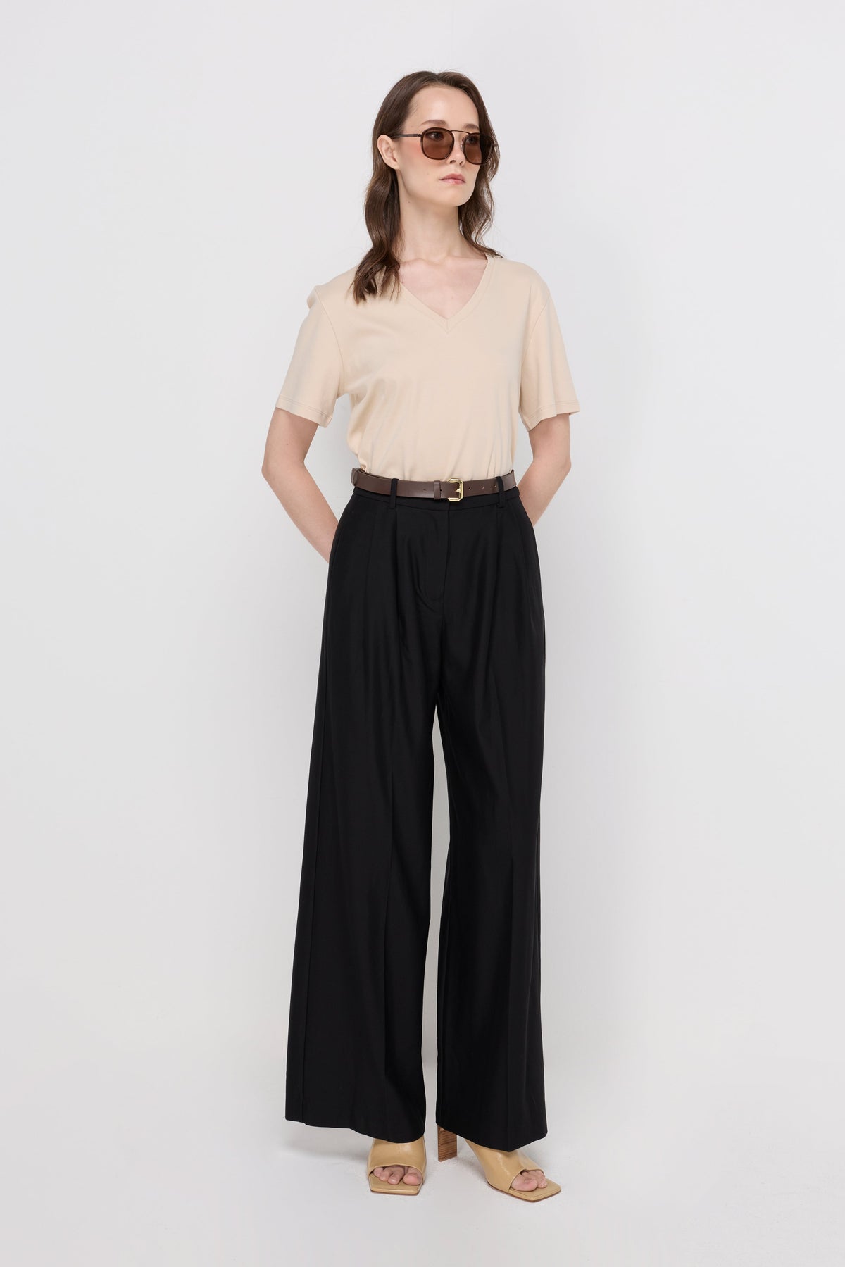 Relaxed Wide-Leg Pants Black