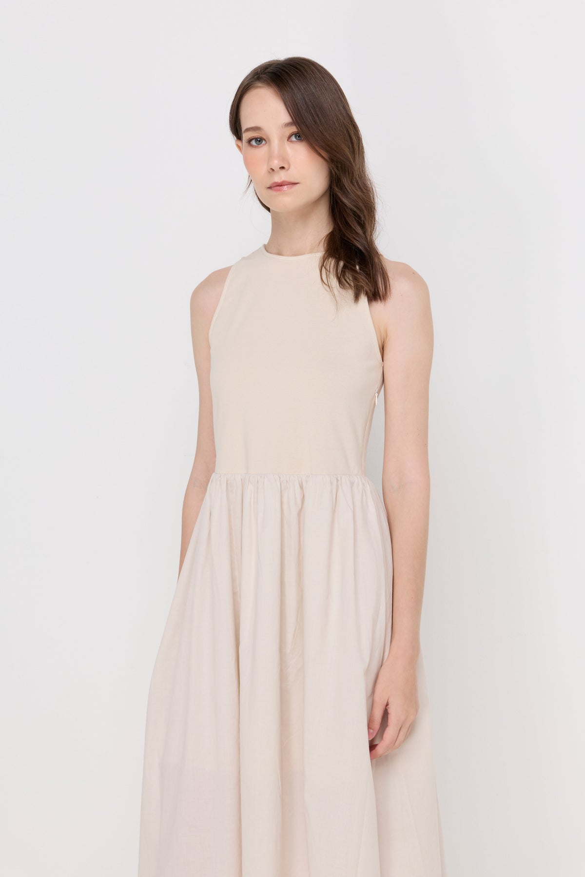 Minimalist Sleeveless Dress Taupe
