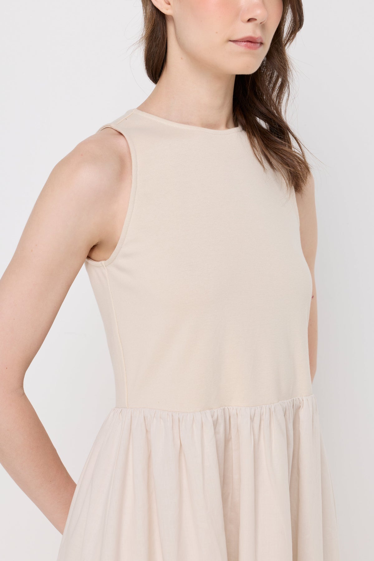 Minimalist Sleeveless Dress Taupe