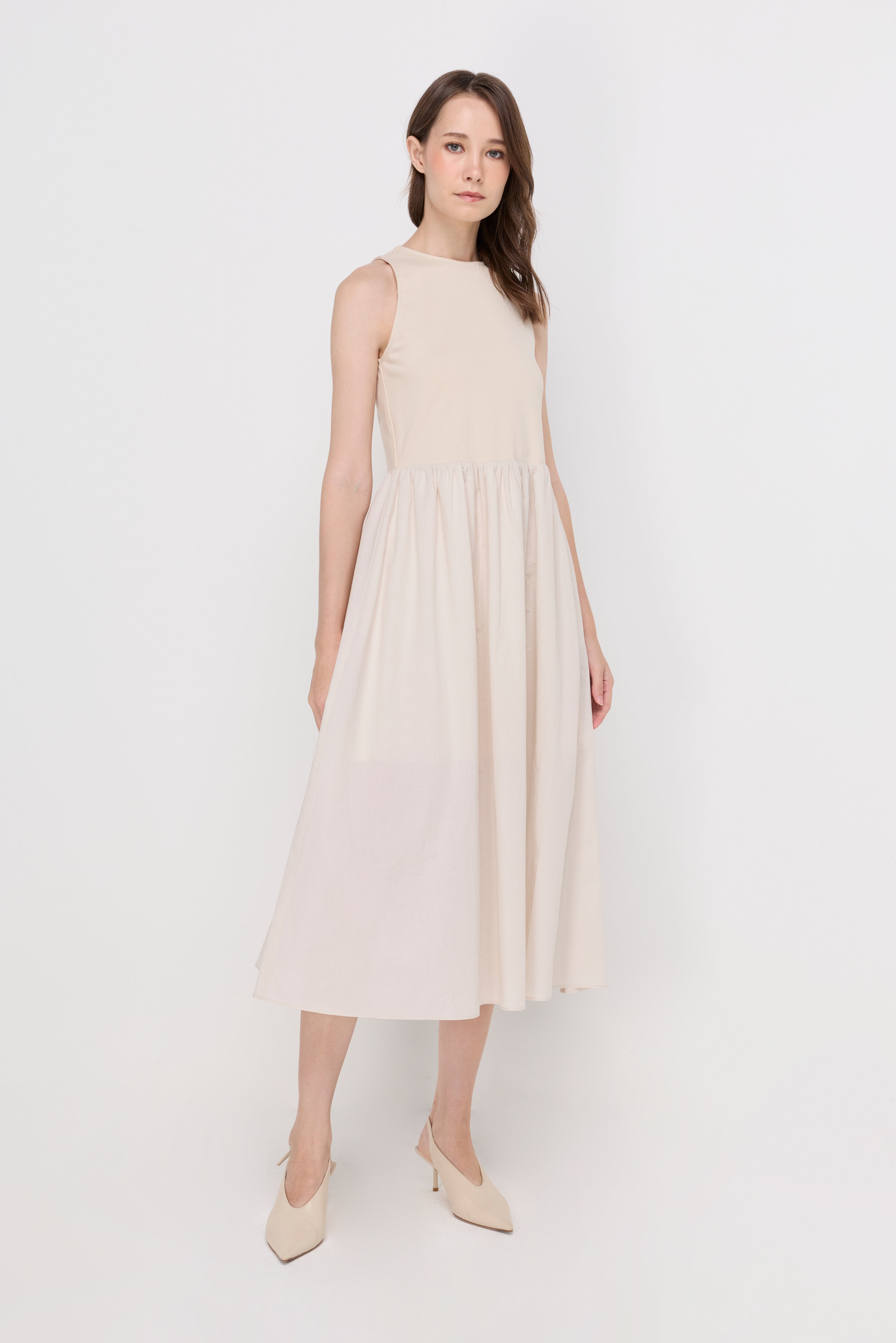 Minimalist Sleeveless Dress Taupe