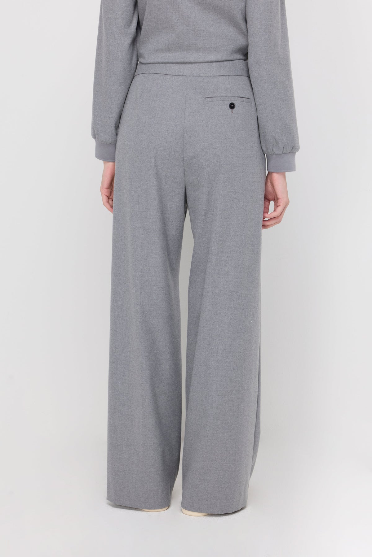 Wide-Leg Track Trousers Light Grey