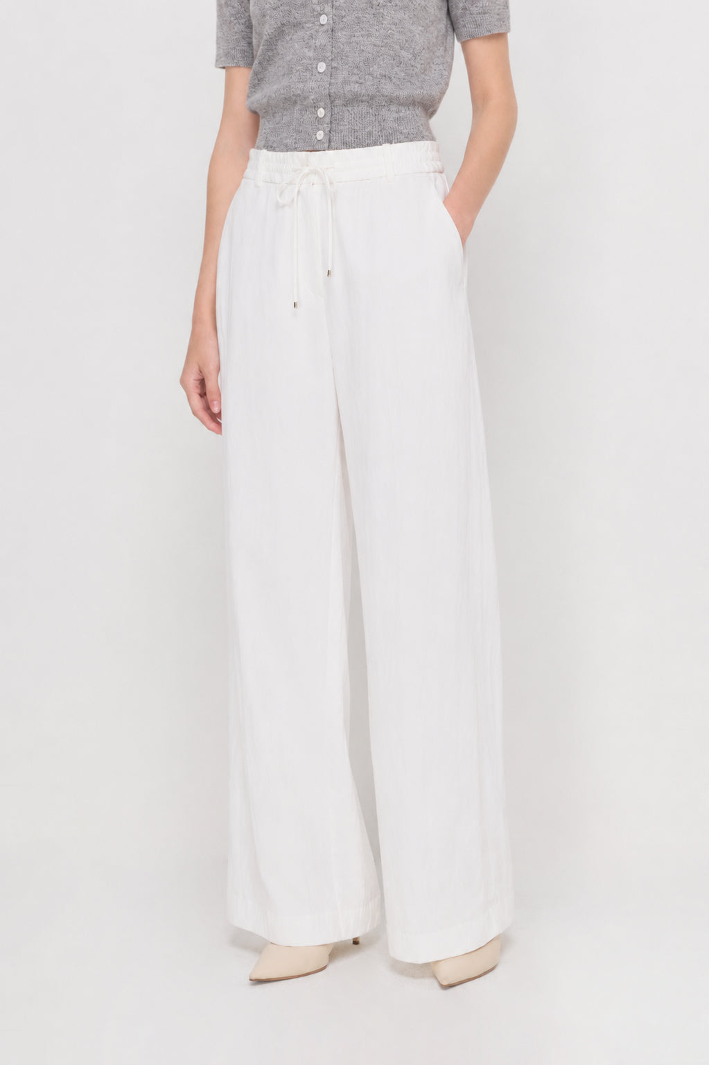 Minimalist Wide-Leg Pants Off-White