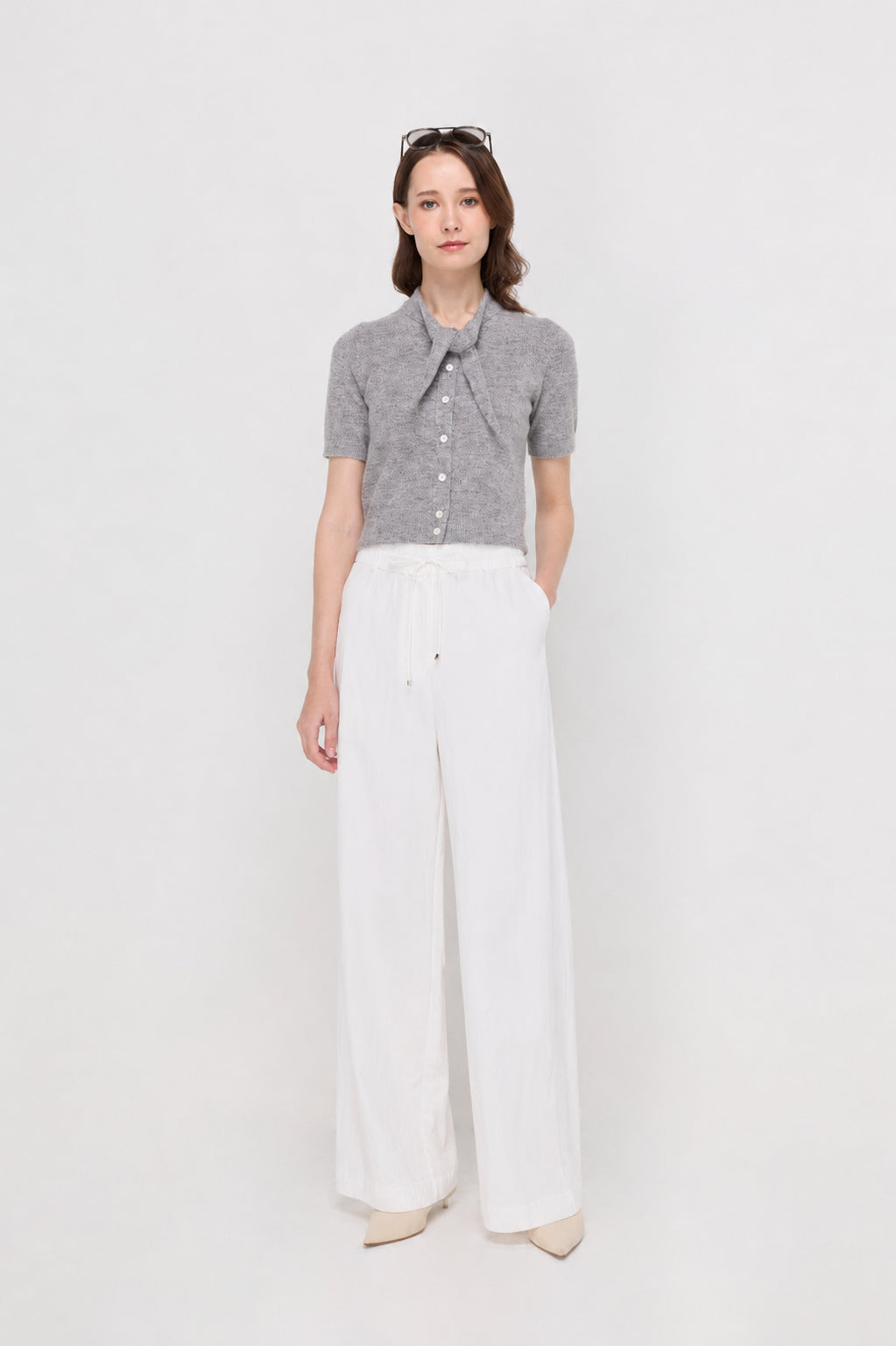 Minimalist Wide-Leg Pants Off-White