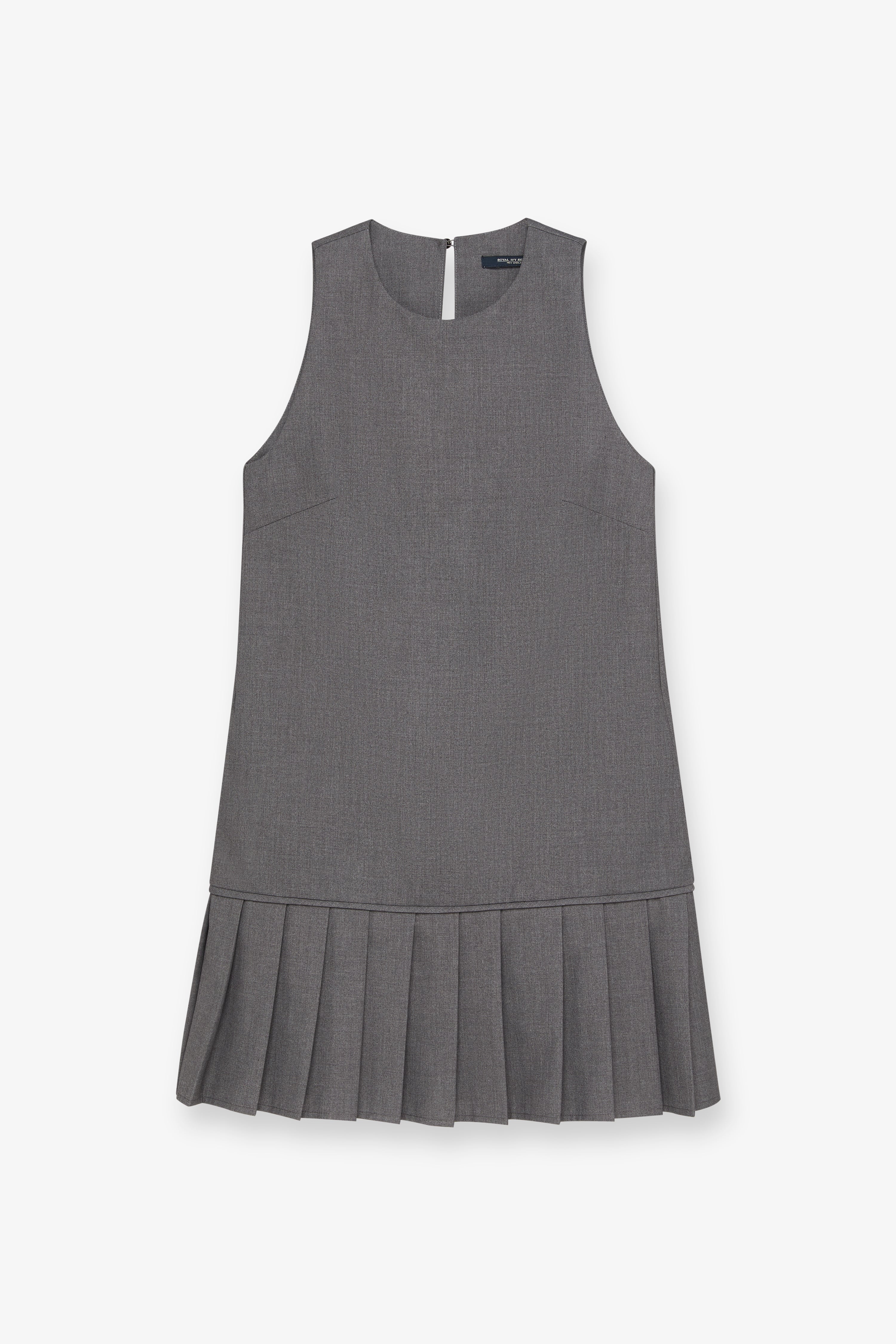 Contrast Trim Knit Mini Dress Grey