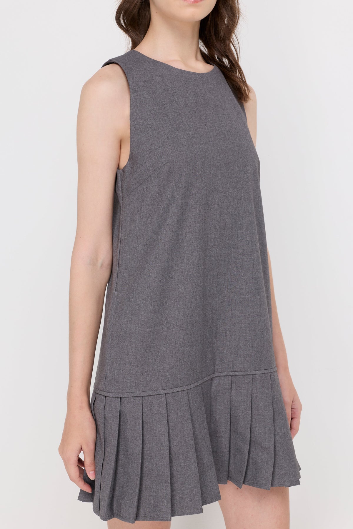 Contrast Trim Knit Mini Dress Grey
