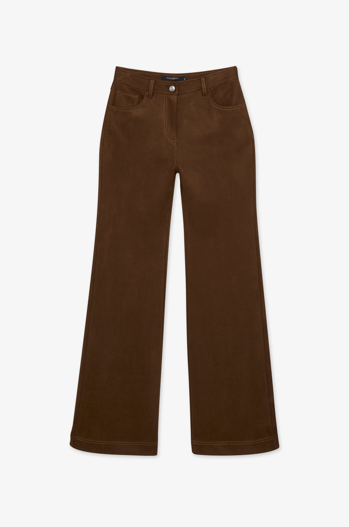 Suede Straight-Leg Trousers Dark Brown
