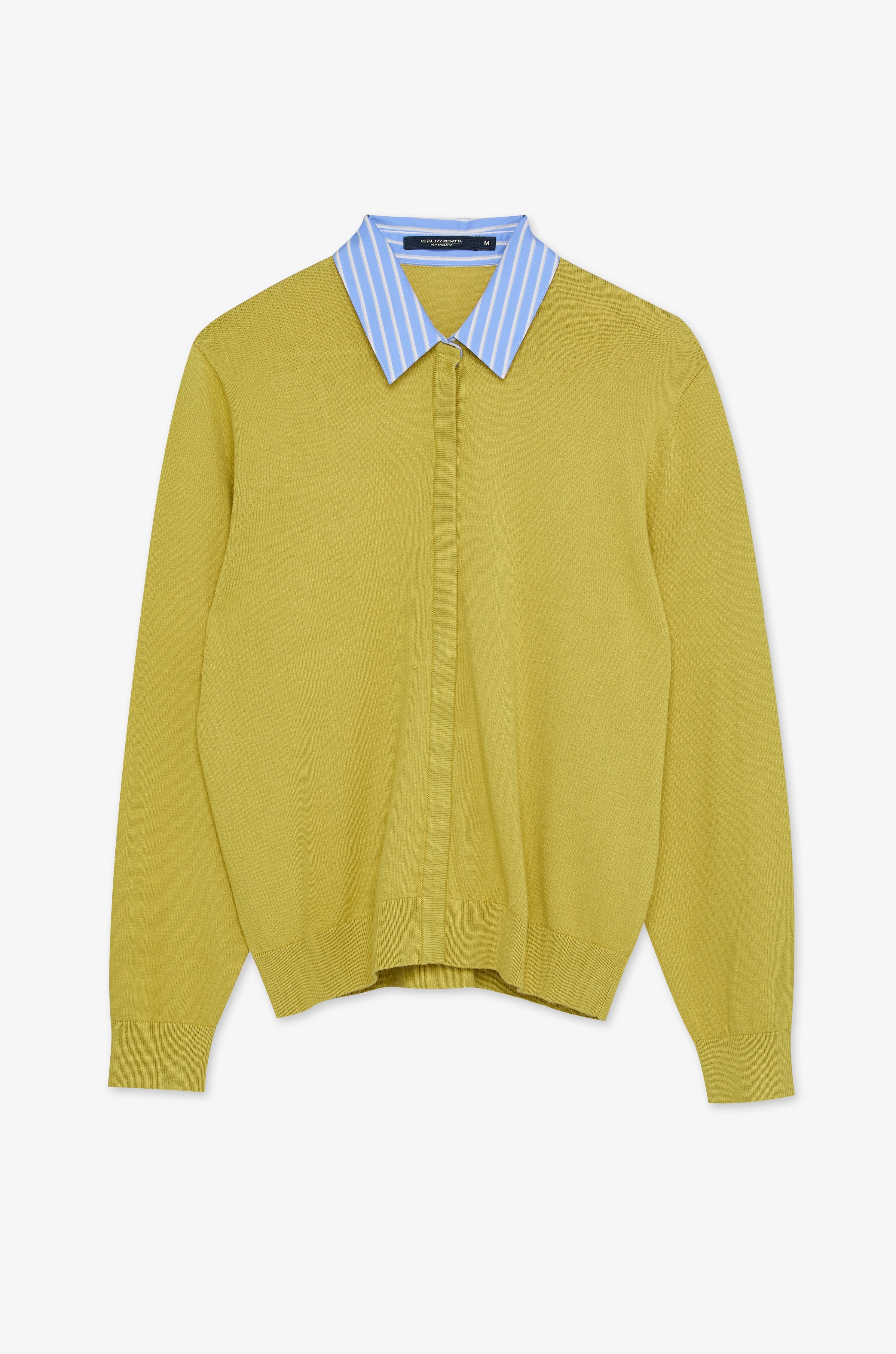 Textured Knit Collared Cardigan Green