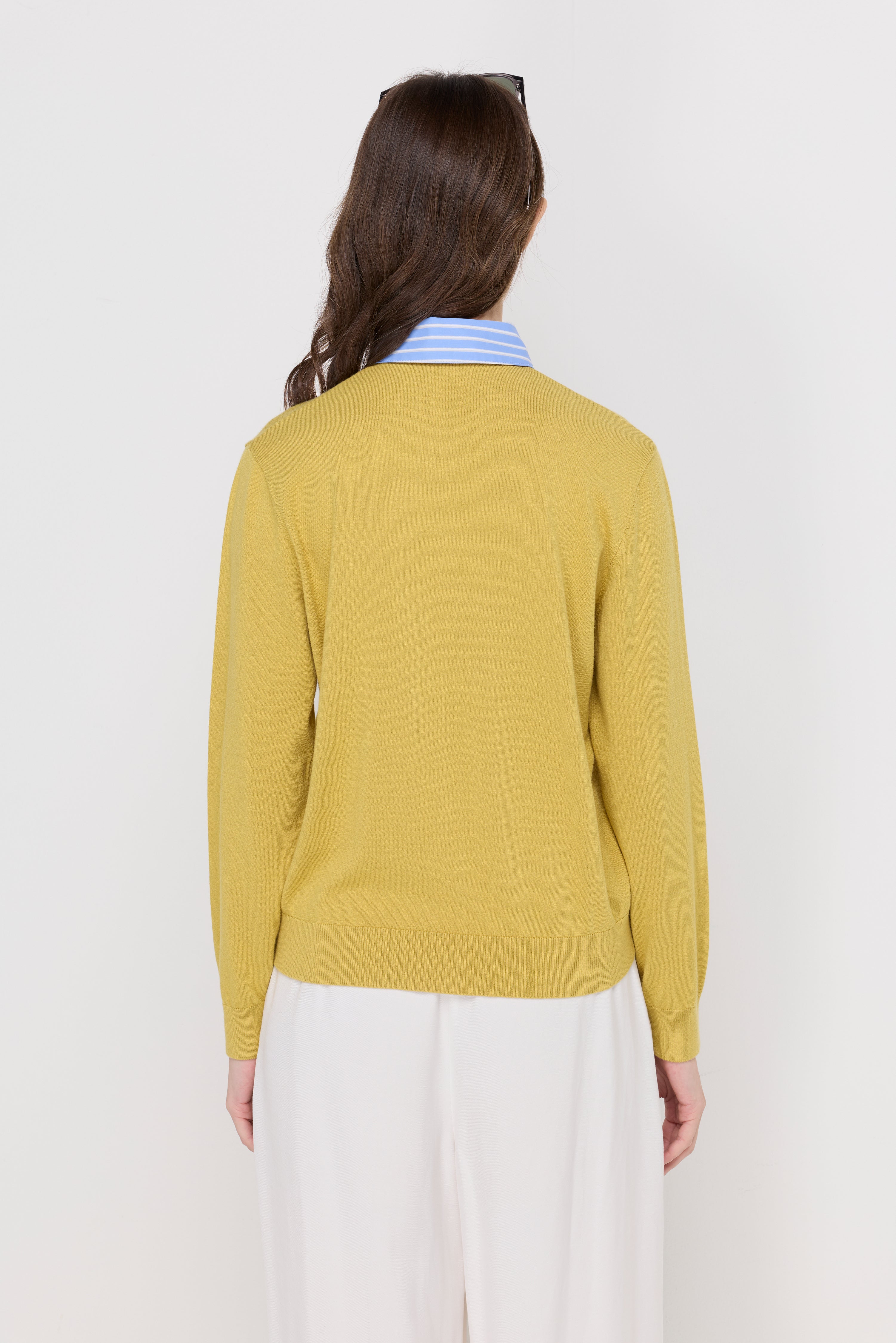 Textured Knit Collared Cardigan Green