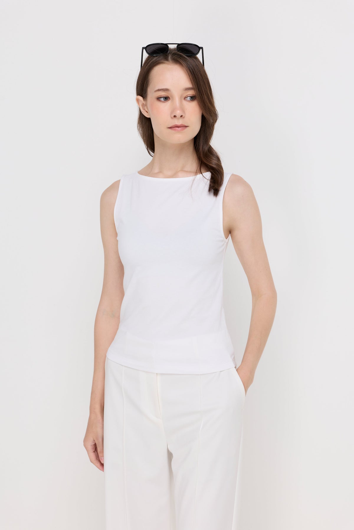 Essential Sleeveless Knit Top White