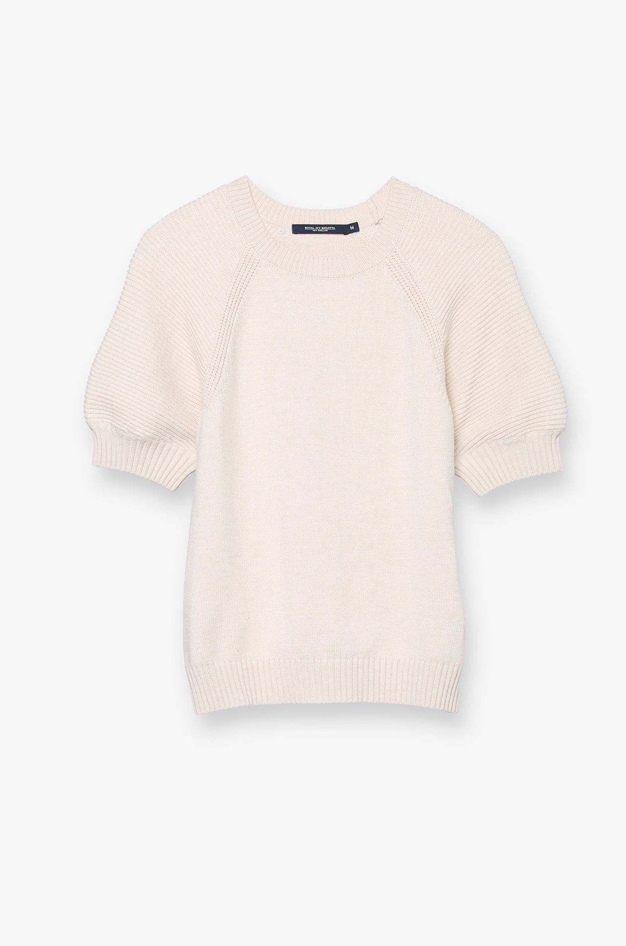 Textured Puff-Sleeve Knit Top Off-White