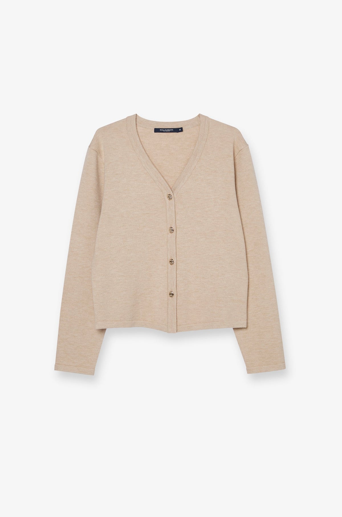 Contrast Trim V-Neck Knit Cardigan Brown