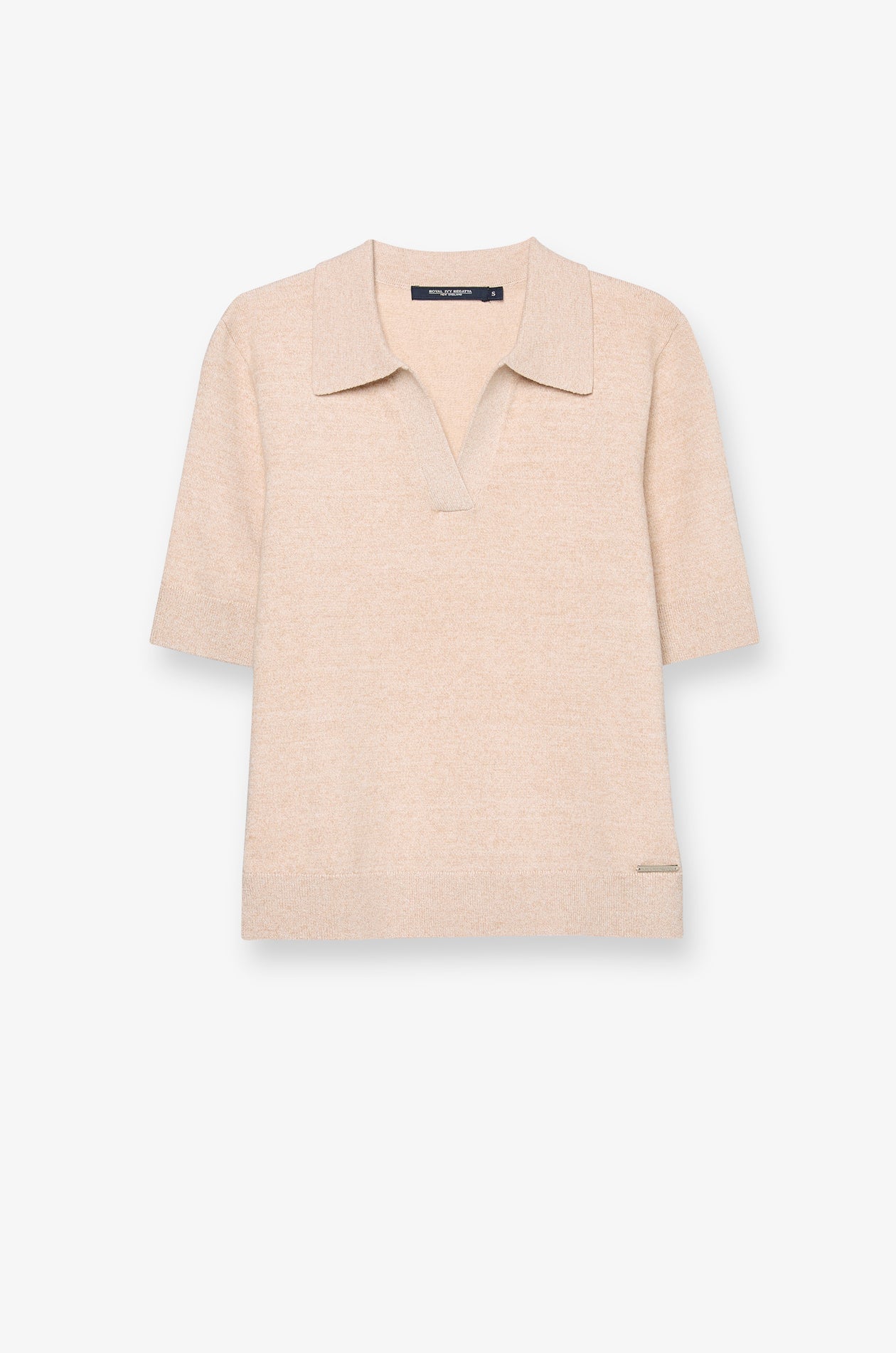 Textured Knit Polo Top Light Top Dyed Beige