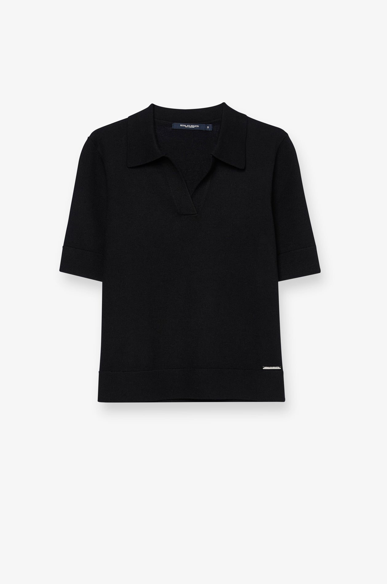 Textured Knit Polo Top Black