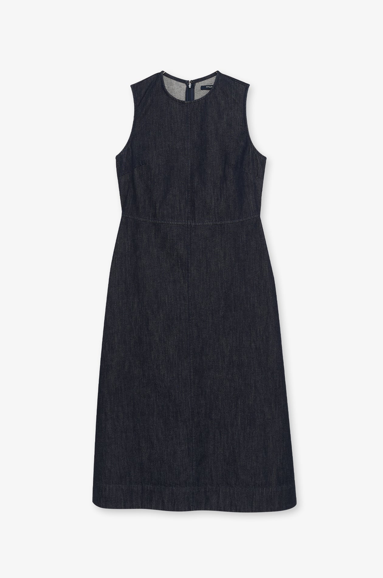 Sleeveless Denim Fit-And-Flare Dress Navy