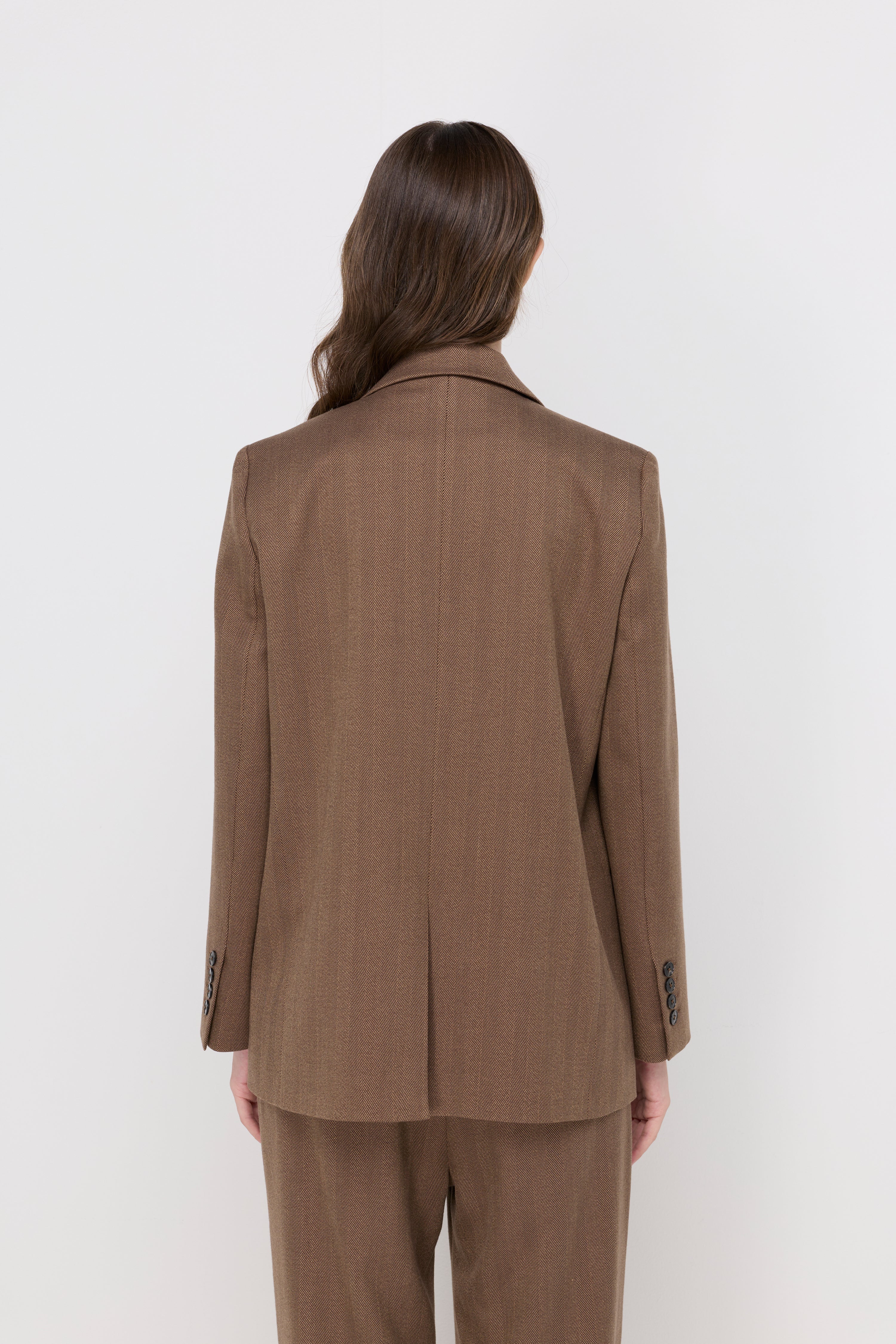 Tailored Single-Breasted Blazer Dark Brown