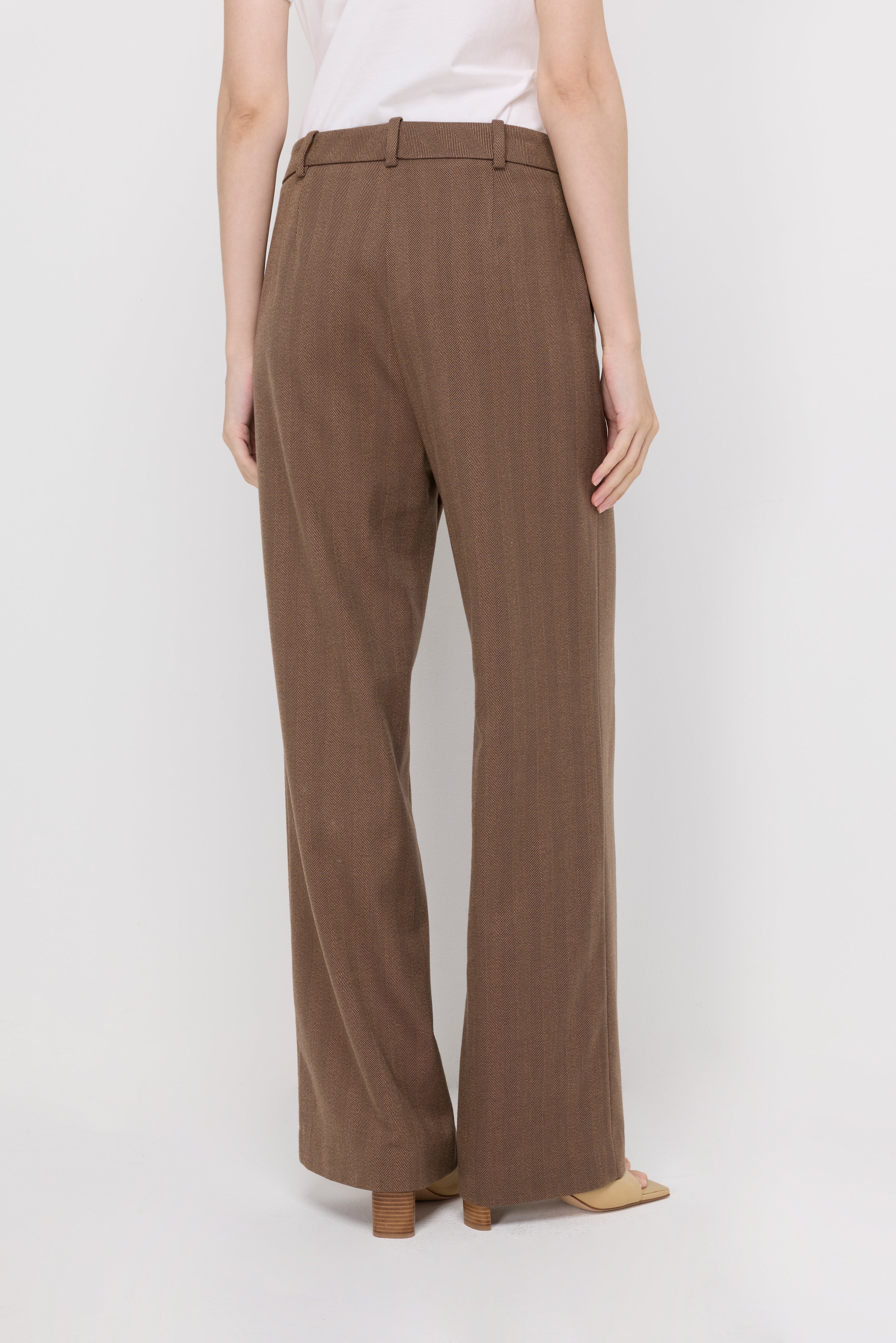 Textured Wide-Leg Trousers Dark Brown