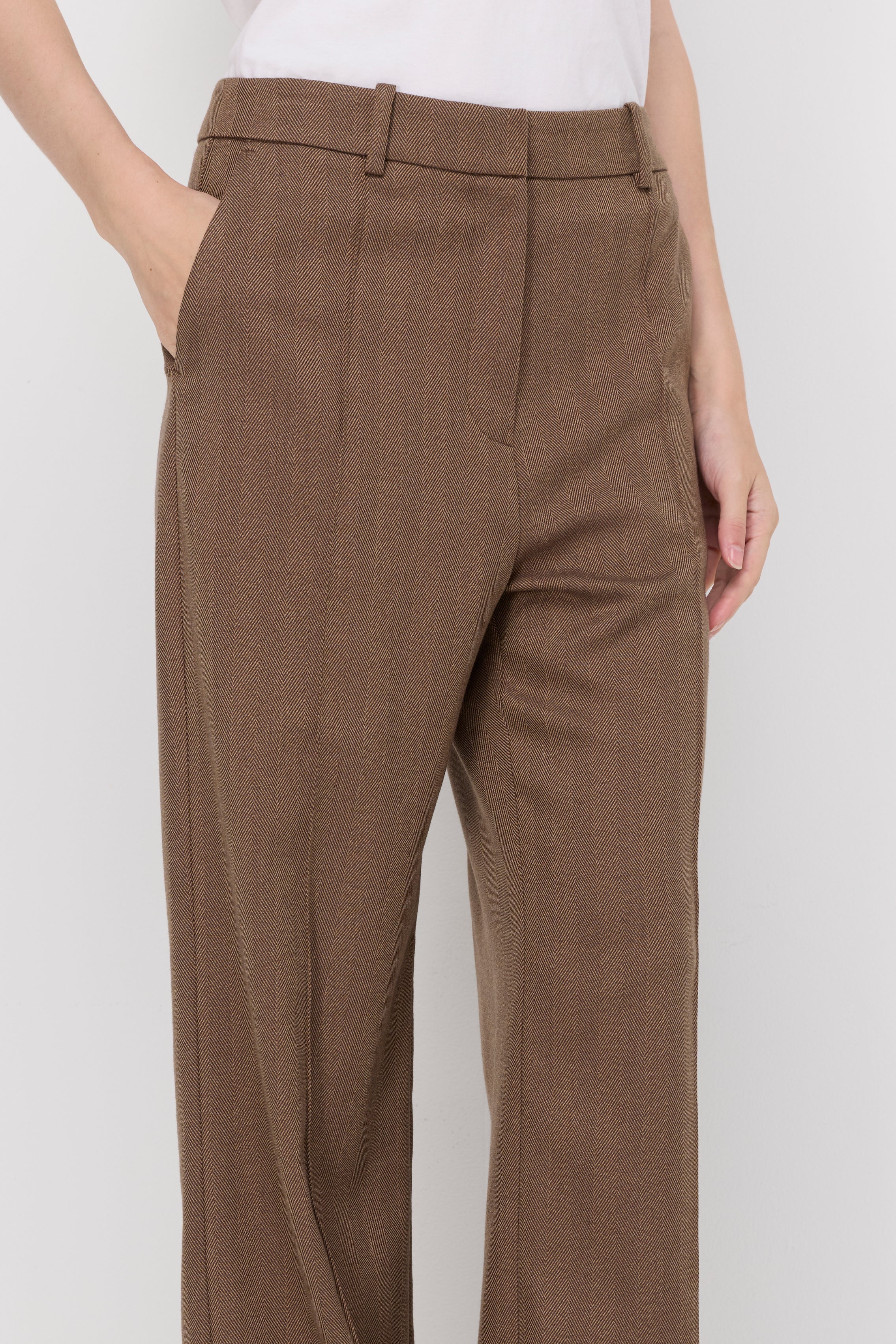 Textured Wide-Leg Trousers Dark Brown