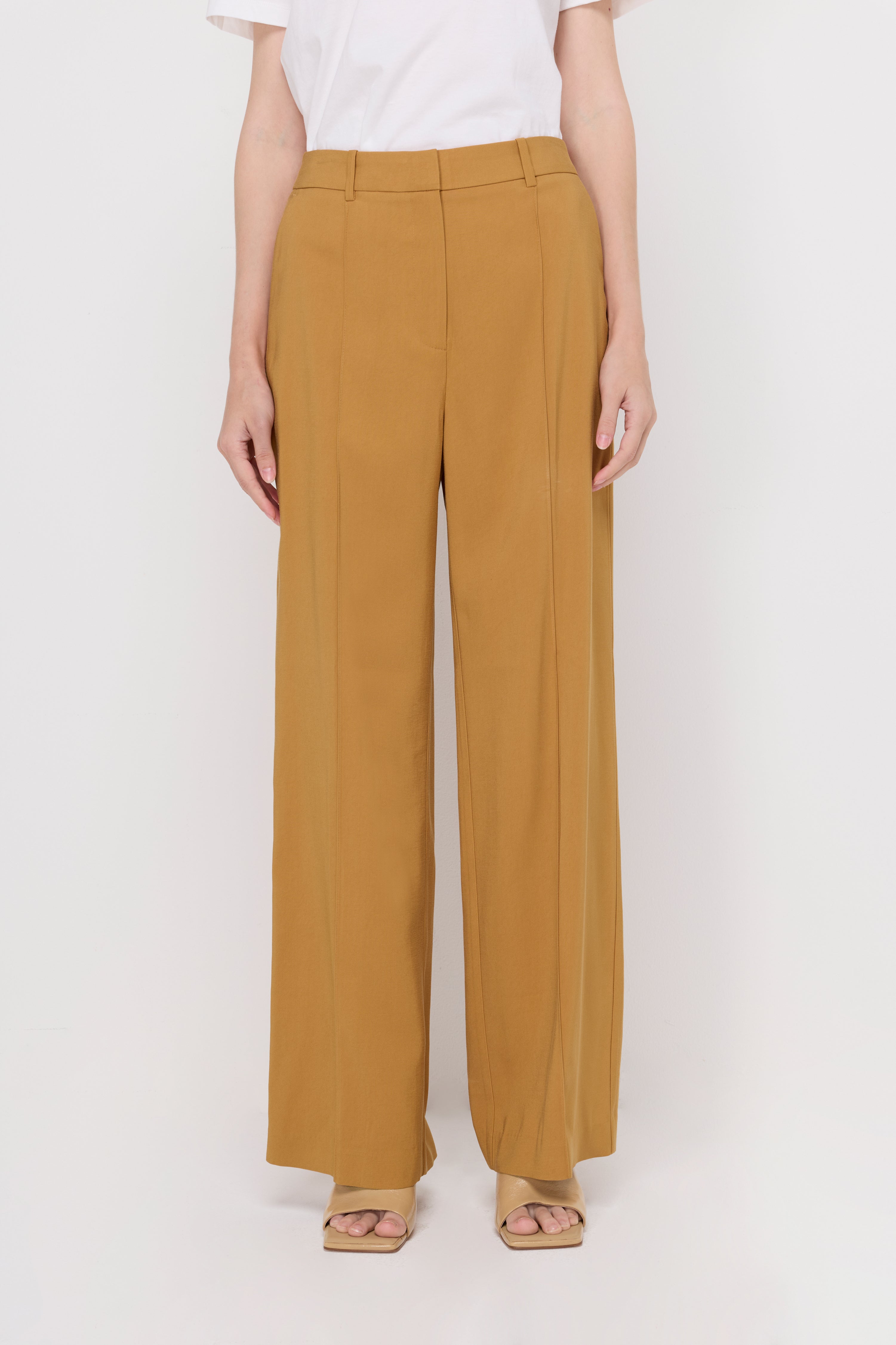 Tailored Wide-Leg Trousers Brown