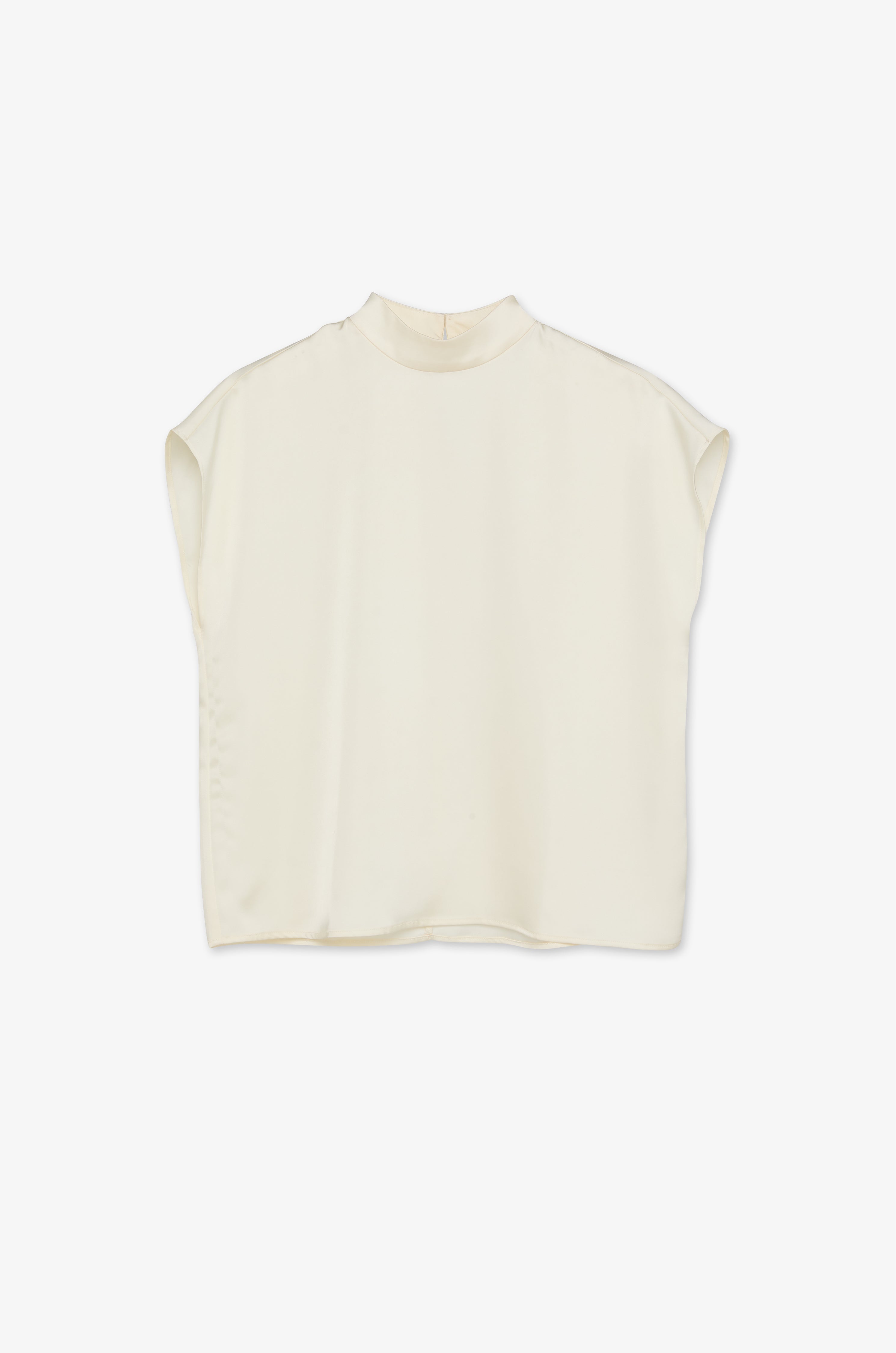 Mock Neck Cap Sleeve Top Off-White
