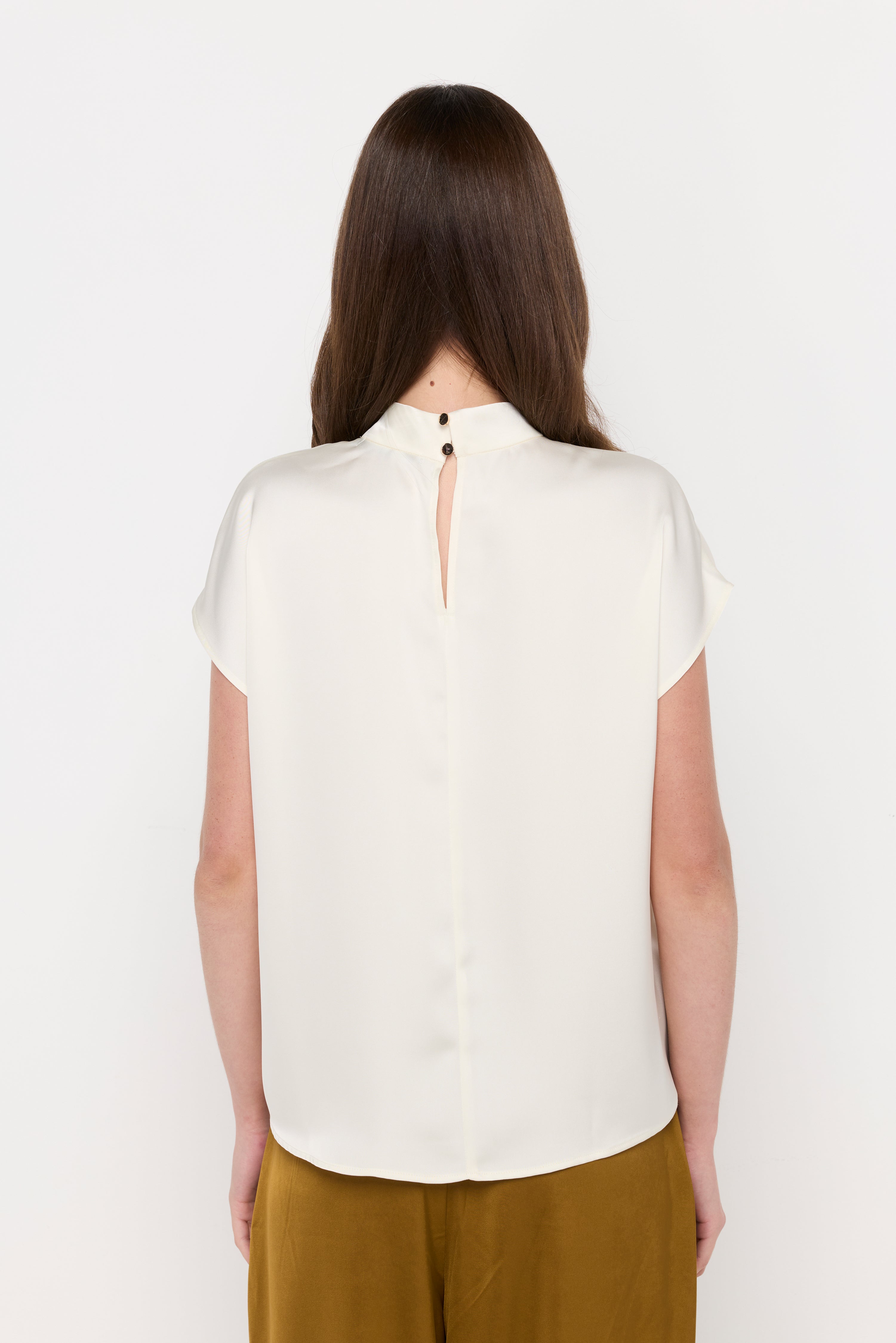 Mock Neck Cap Sleeve Top Off-White