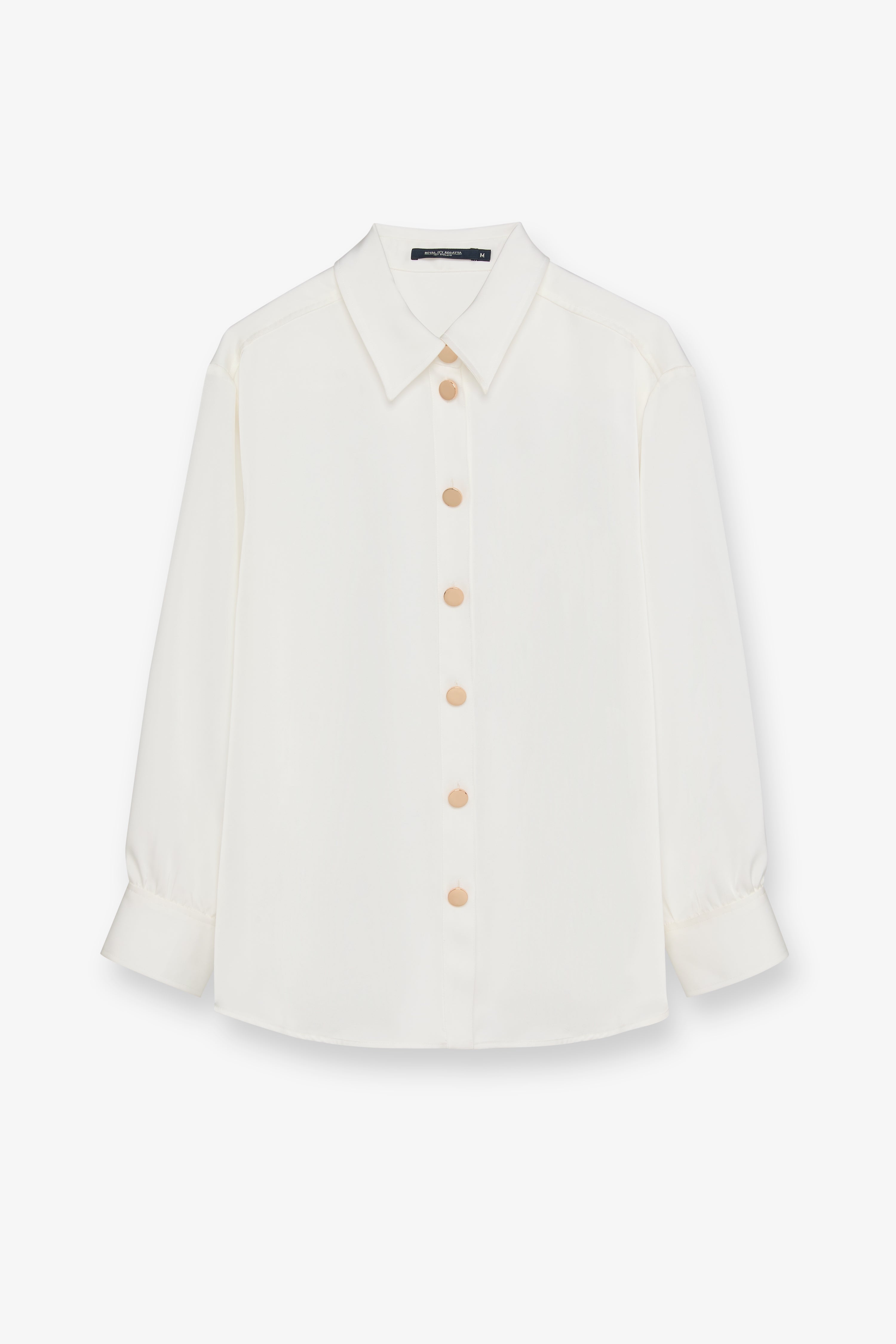 Satin Button-Front Shirt Off-White