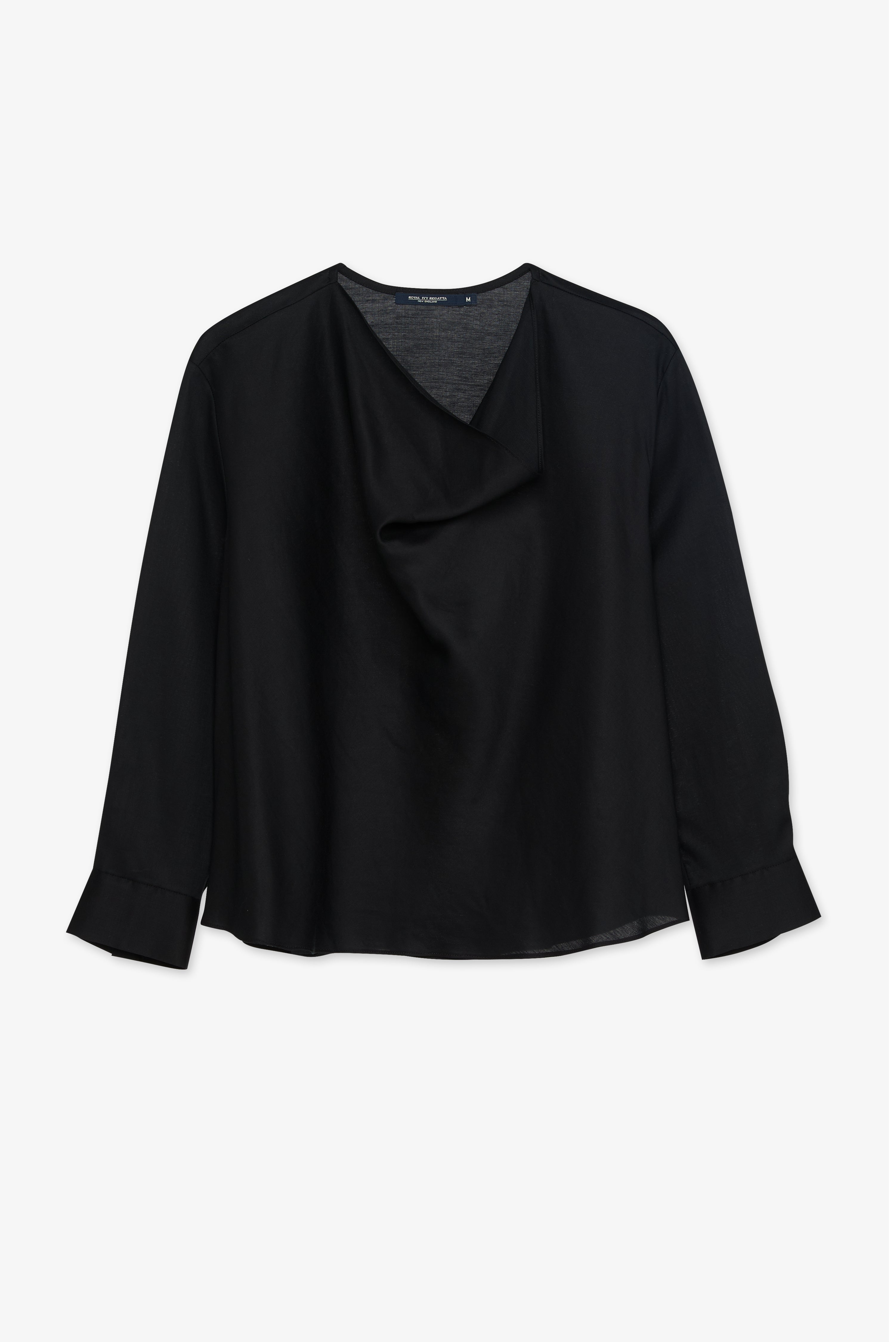 Draped Cowl Neck Blouse Black
