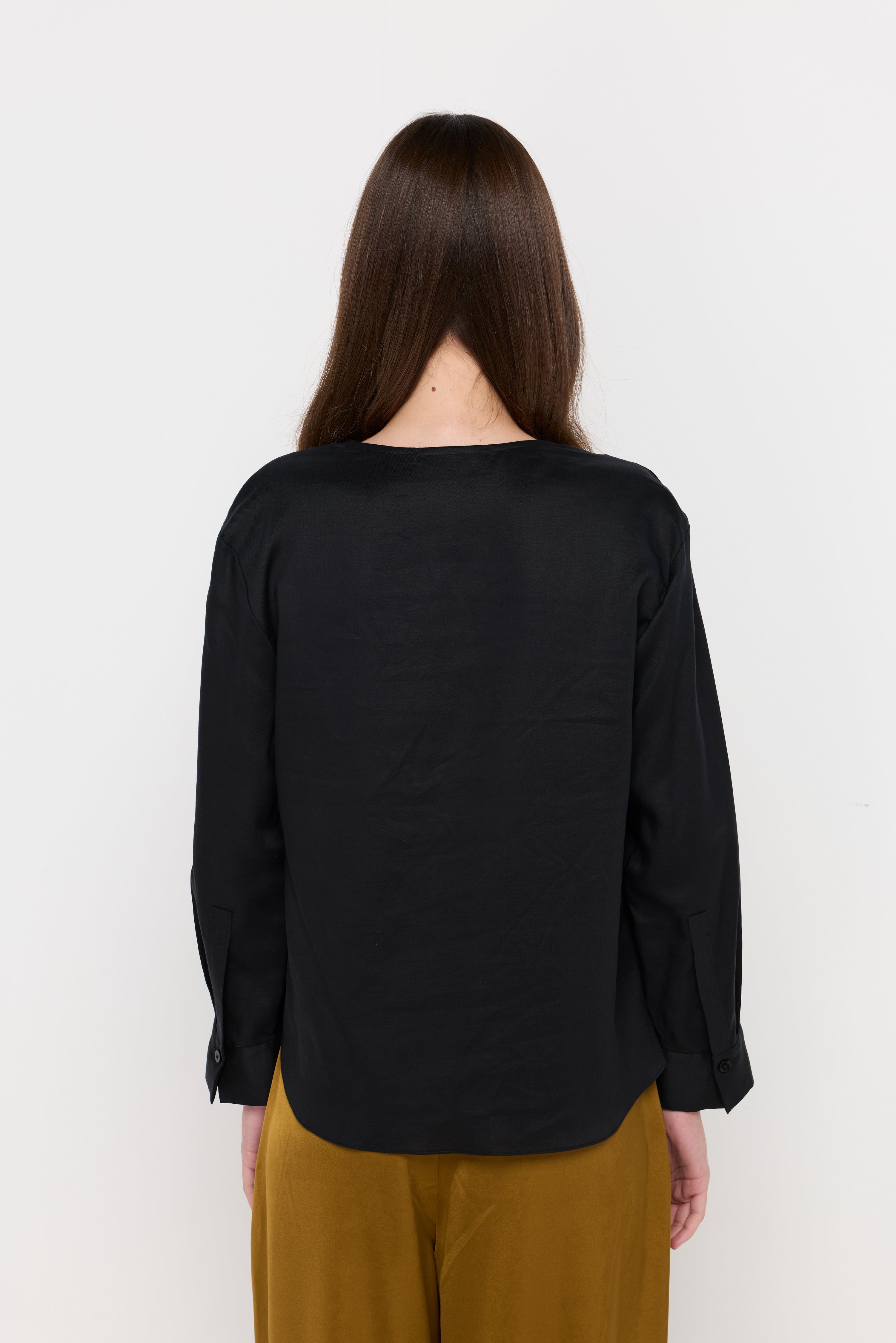 Draped Cowl Neck Blouse Black