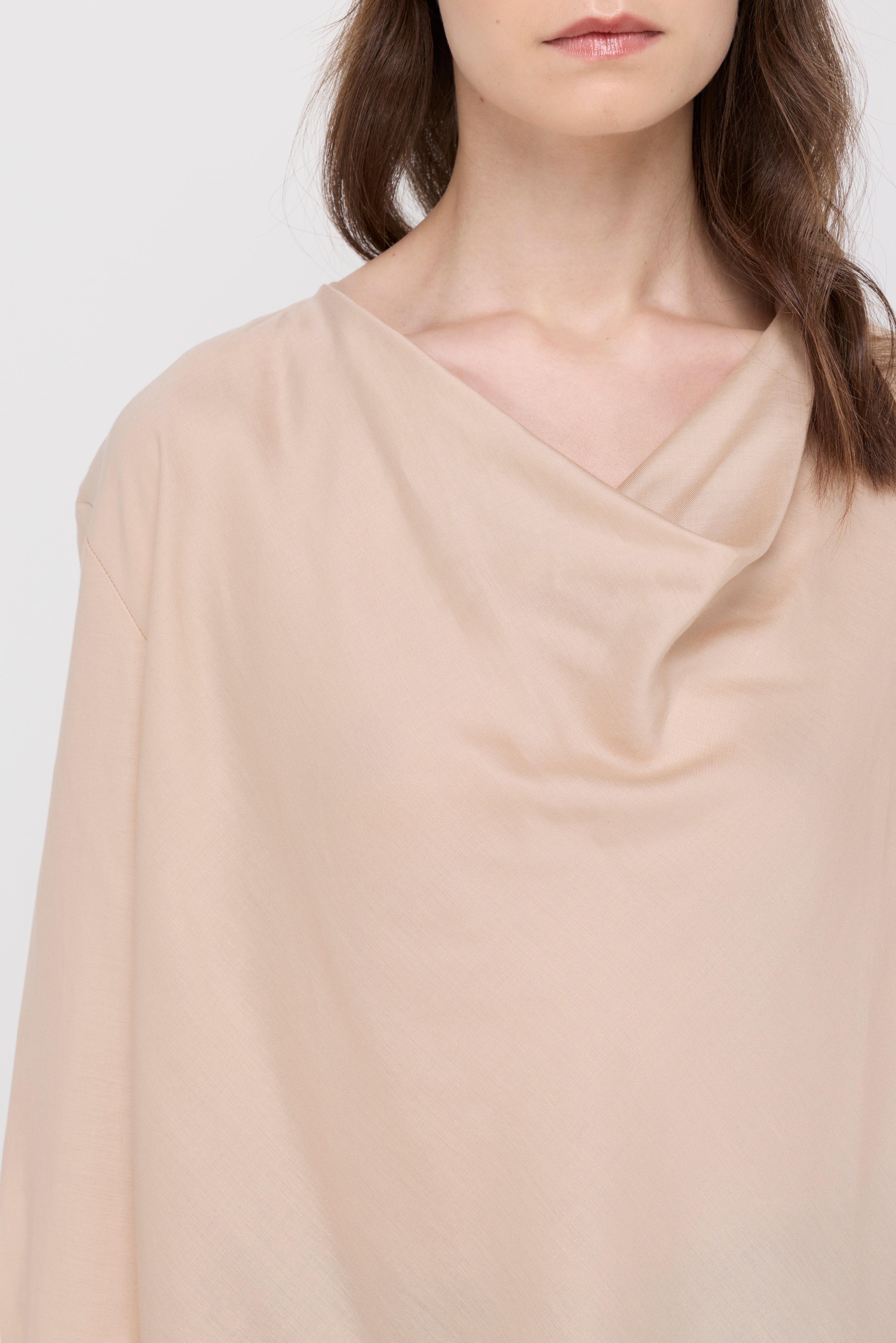 Draped Cowl Neck Blouse Off-White