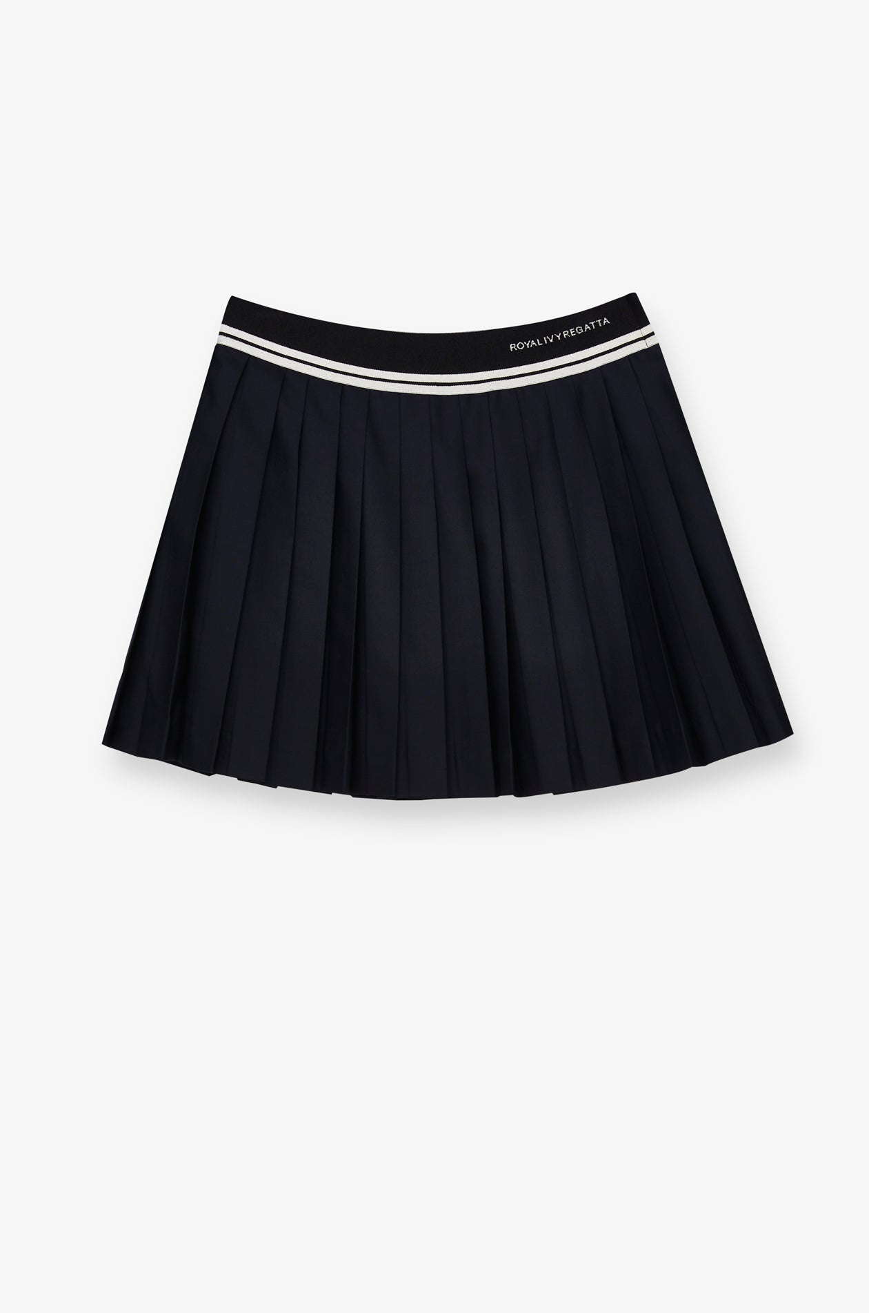 Pleated Knit Mini Skirt Navy