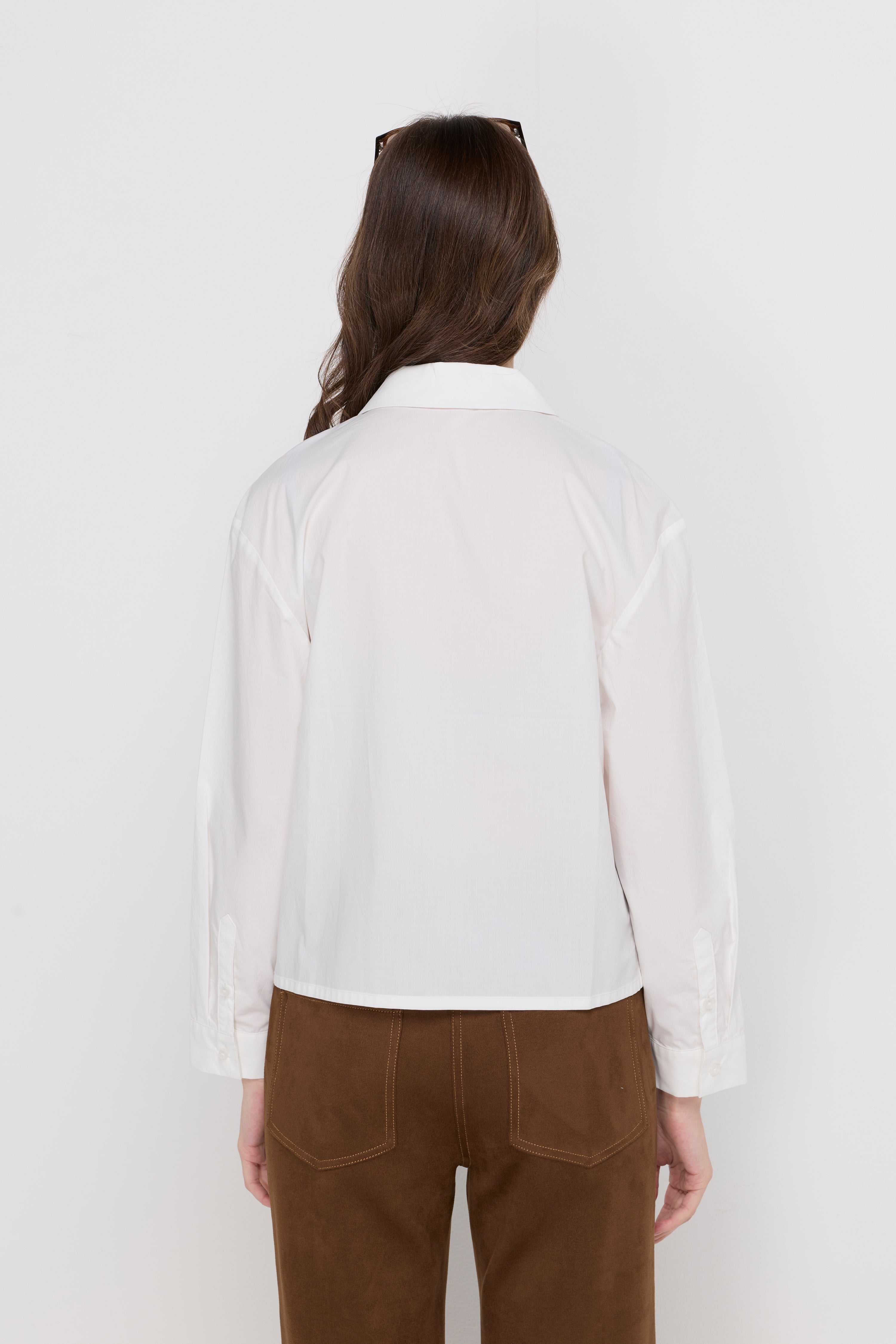 Zip Front Utility Shirt Cream