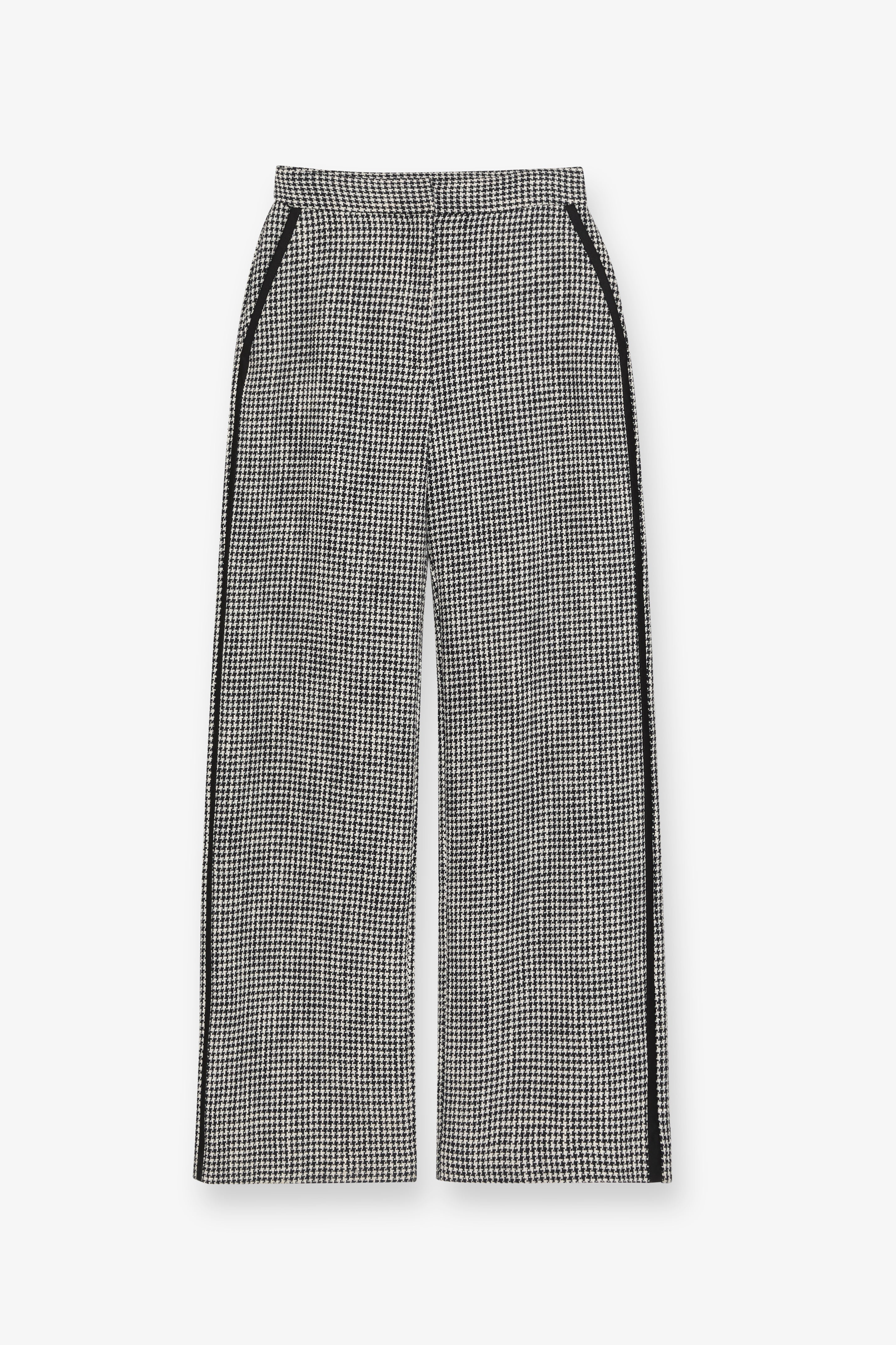 Houndstooth Wide-Leg Tailored Trousers Check Black