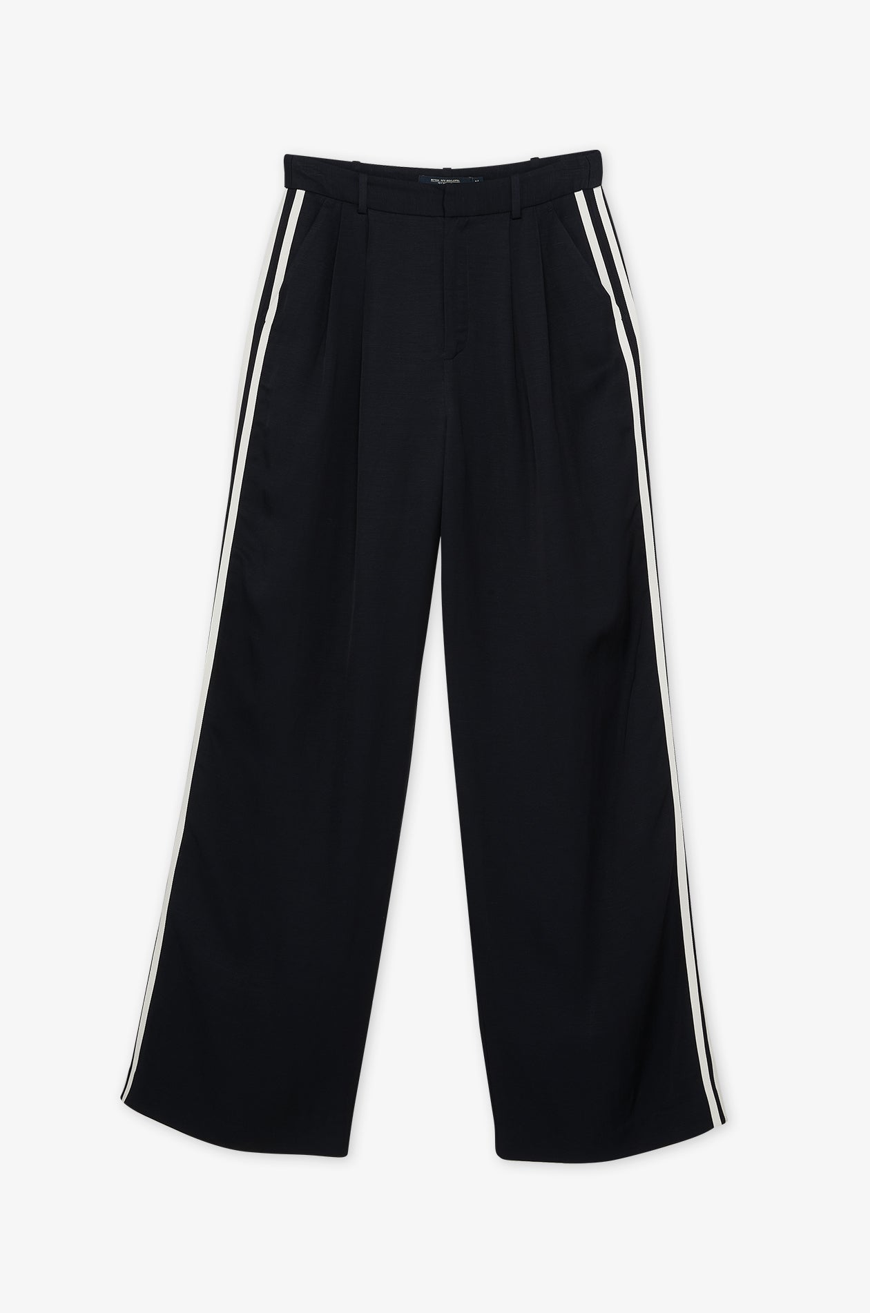 Contrast Side Stripe Wide-Leg Trousers Navy