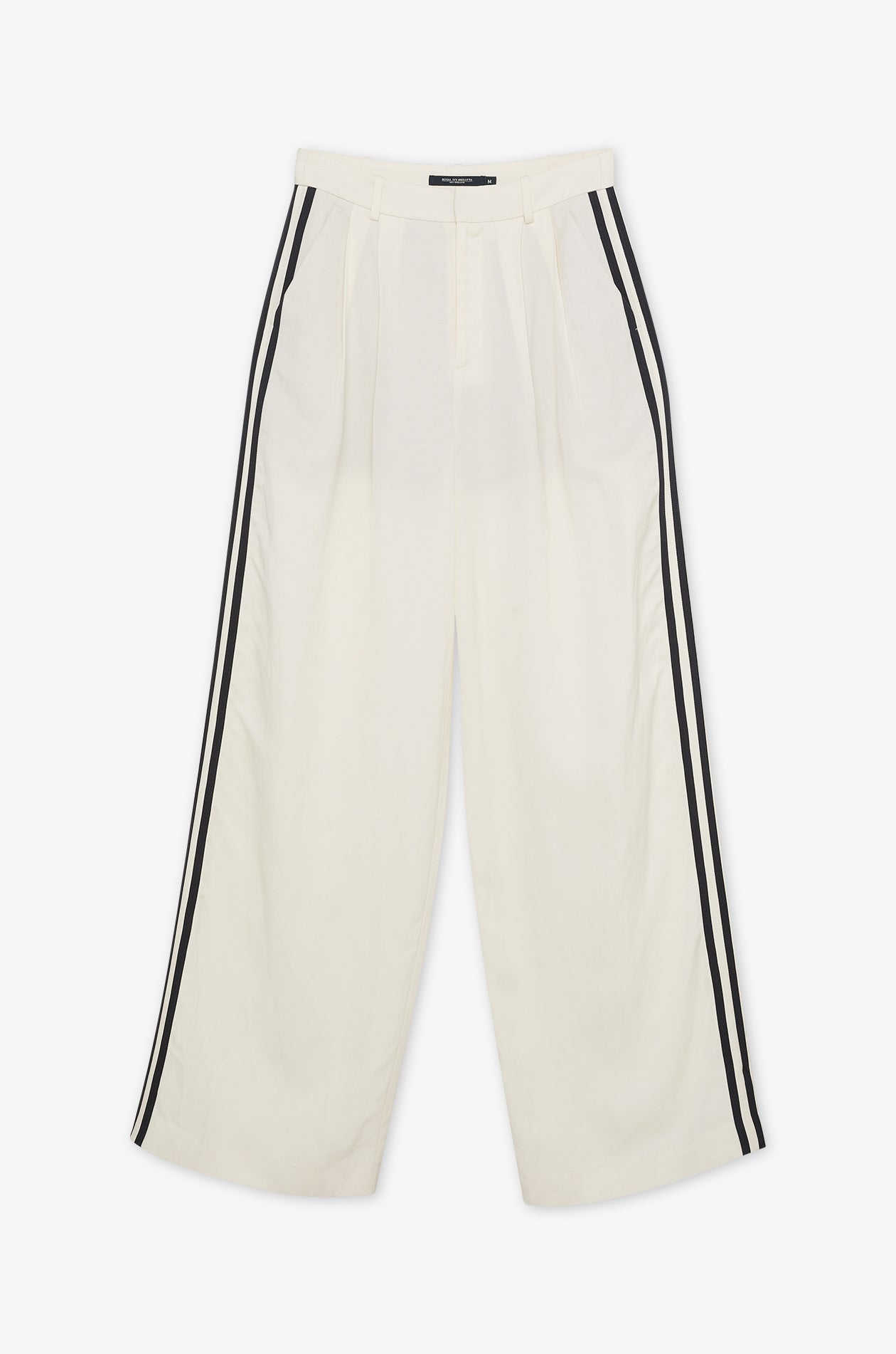 Contrast Side Stripe Wide-Leg Trousers Cream