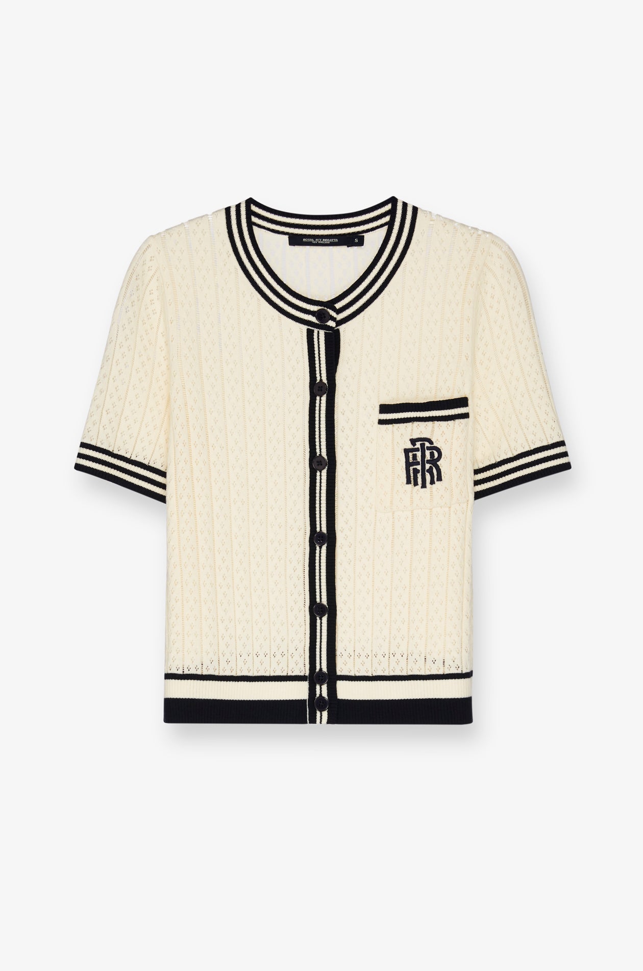 Contrast Trim Knit Cardigan Cream