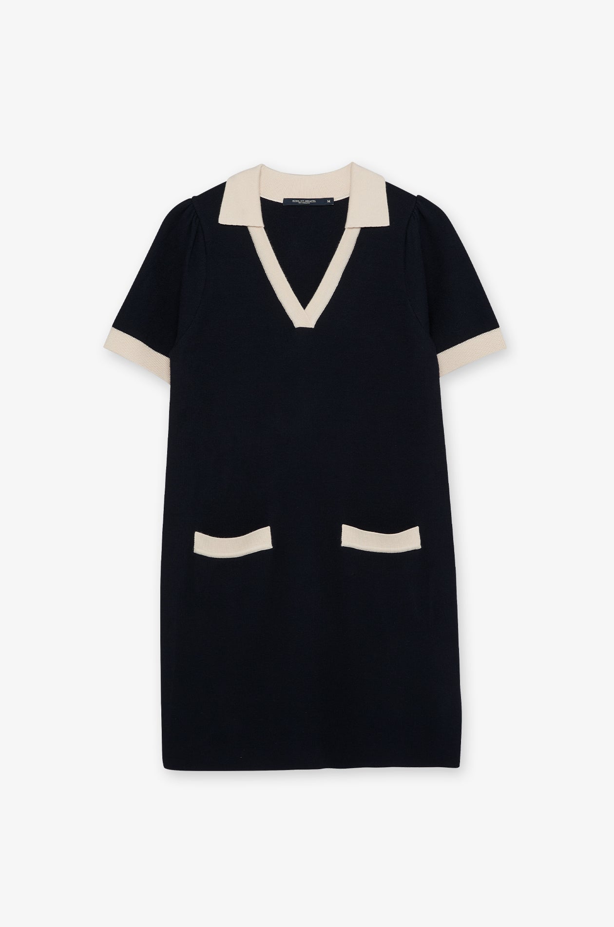 Ribbed Polo Knit Dress Navy