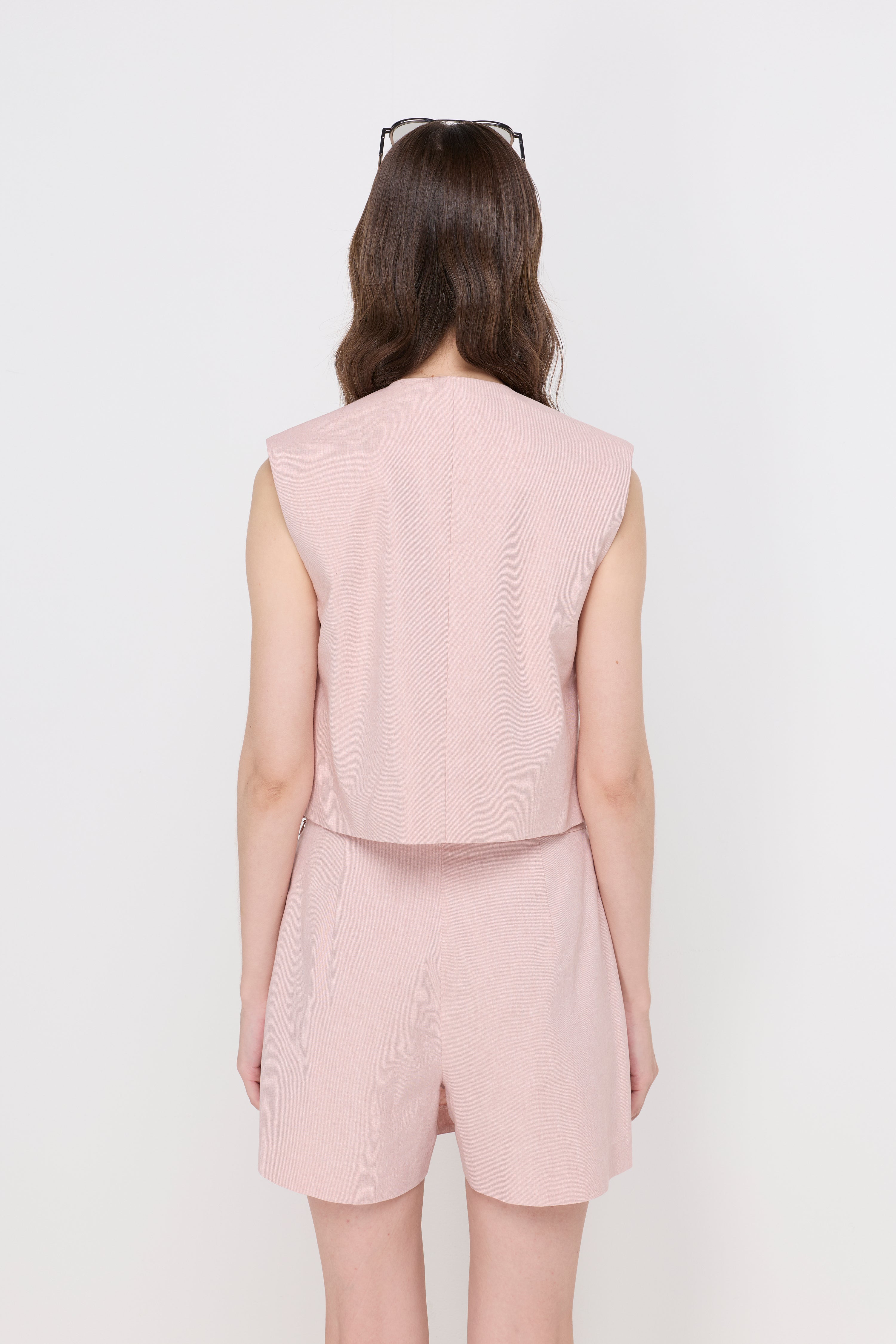 Tailored Cropped Vest Pink