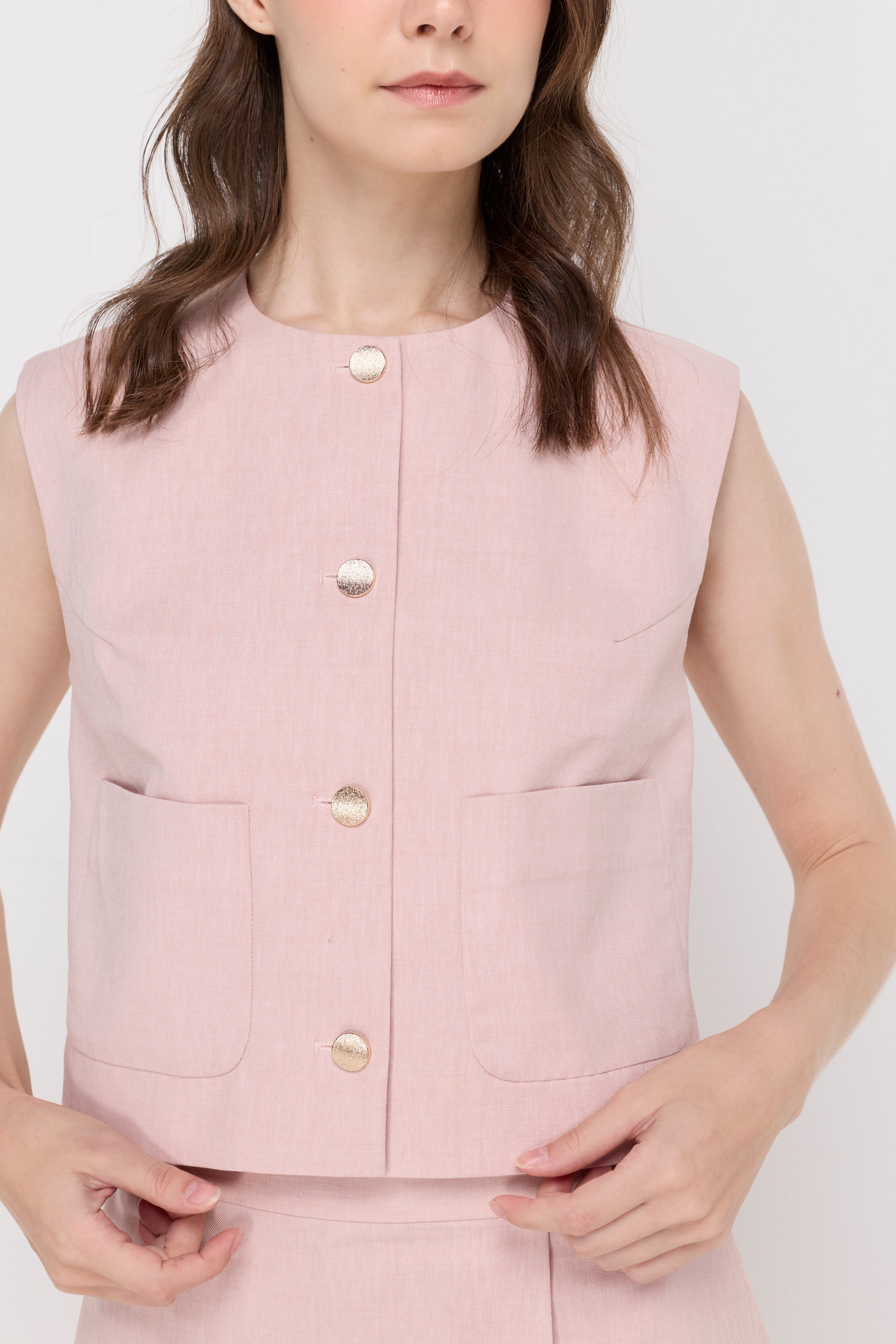 Tailored Cropped Vest Pink