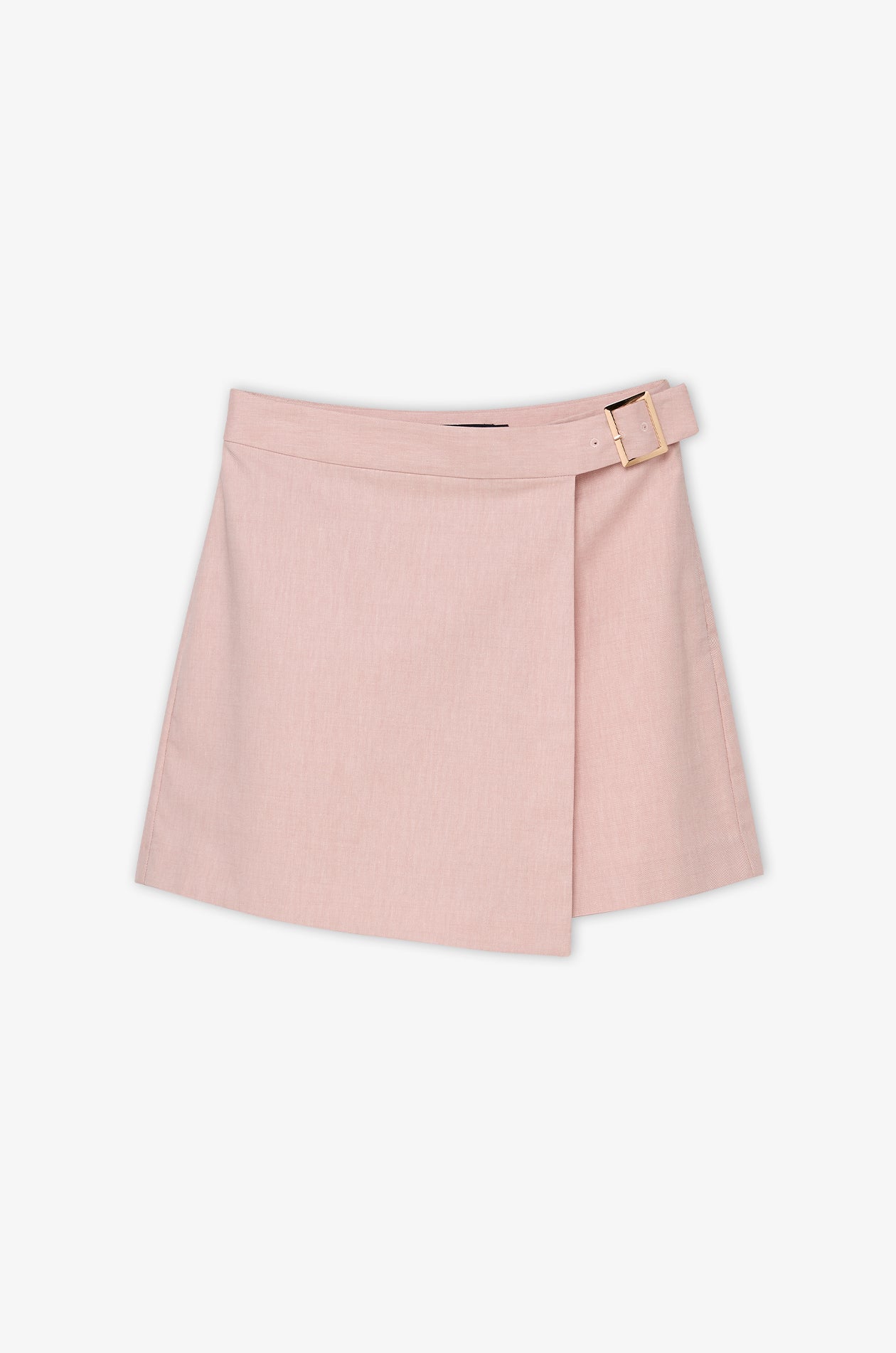 Dusty Pink Wrap-Front Woven Skirt Pink
