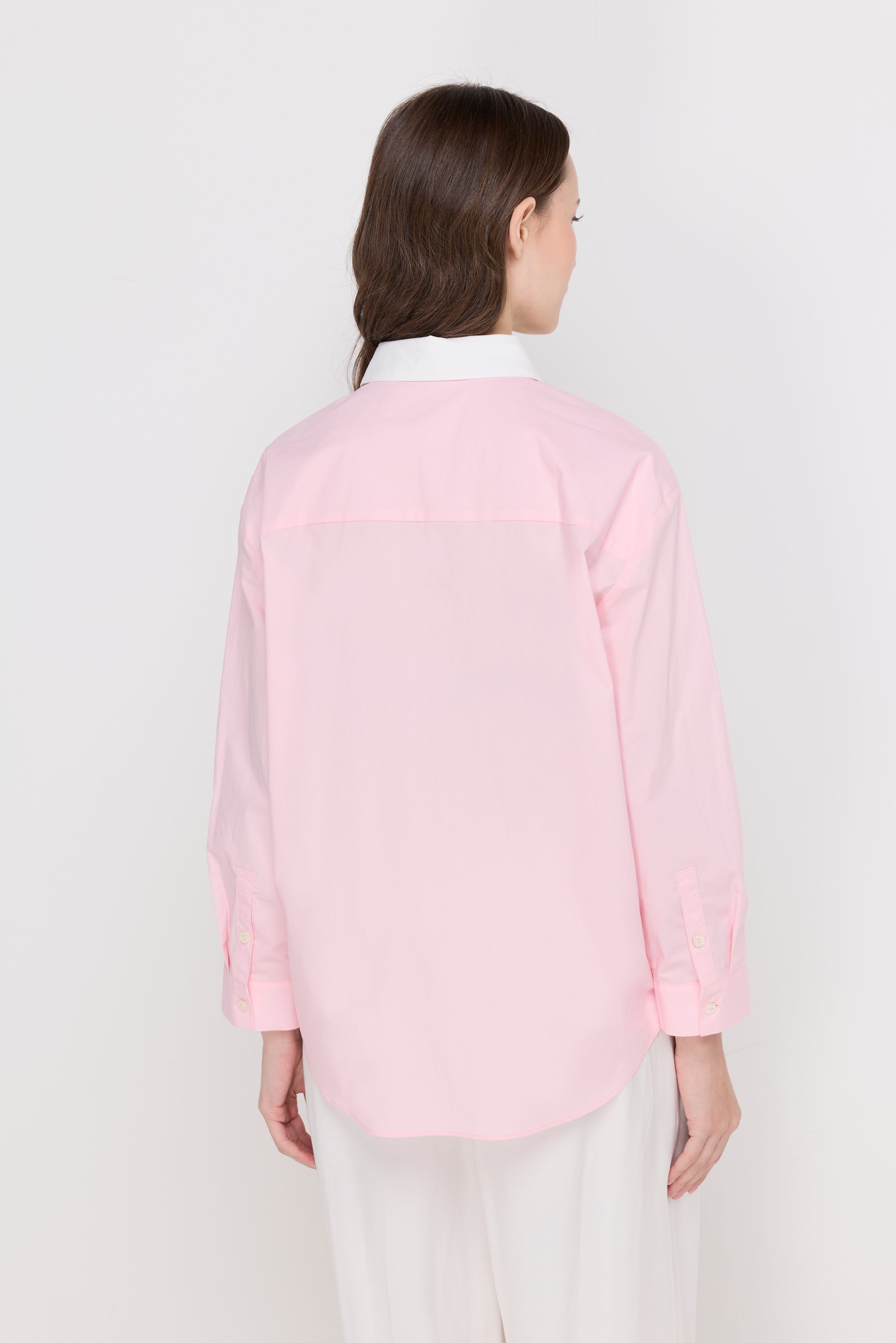Signature Contrast Collar Shirt Pink