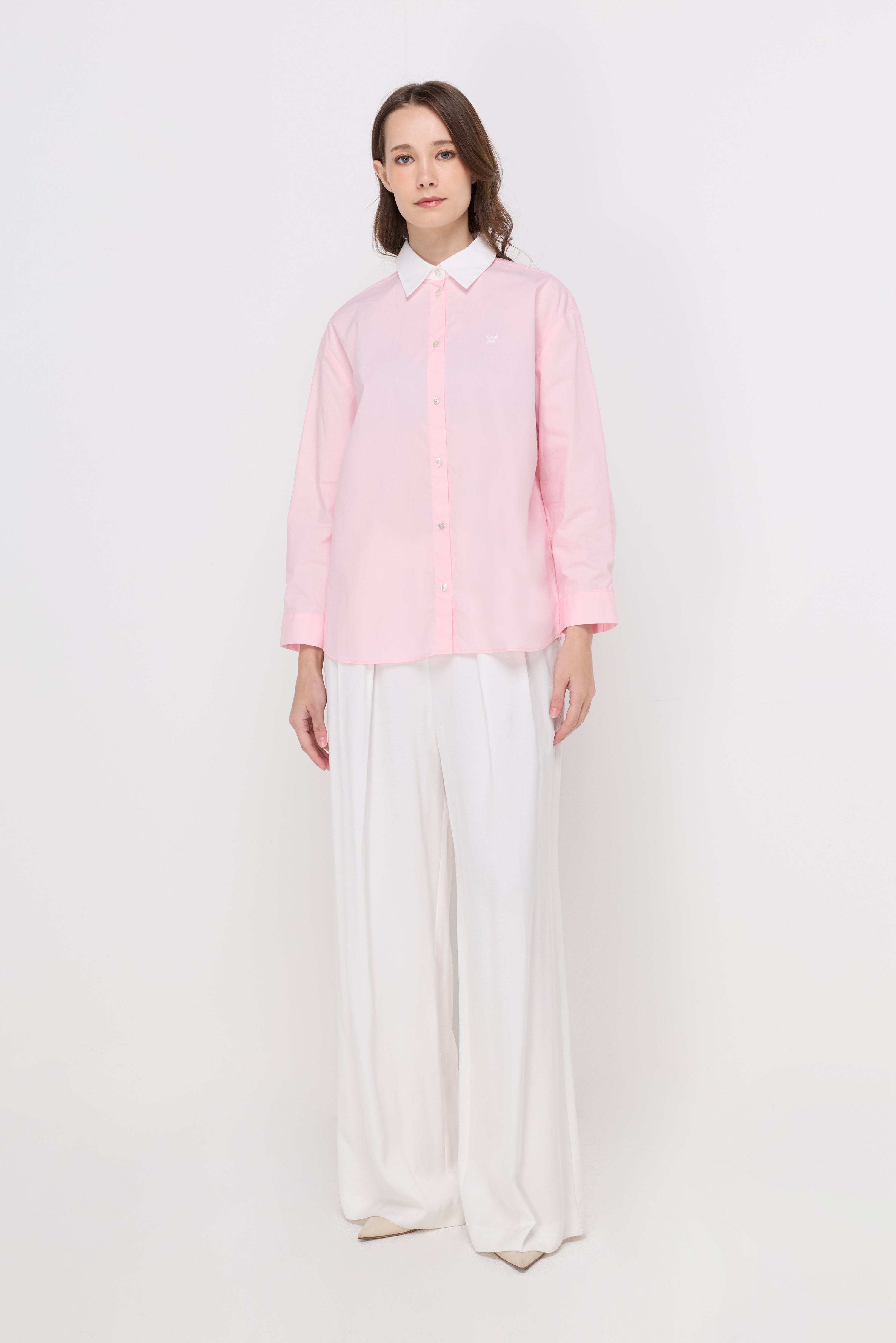 Signature Contrast Collar Shirt Pink